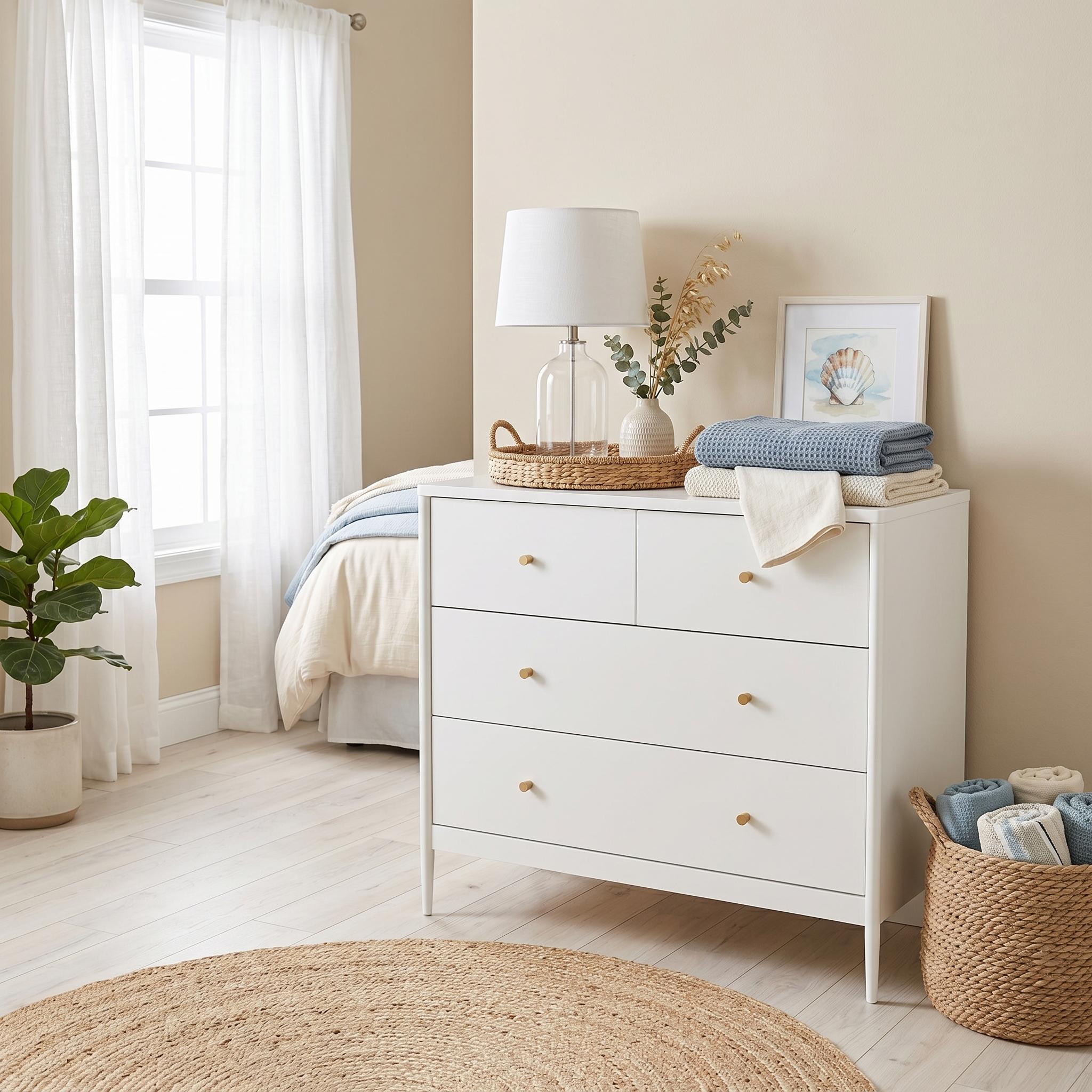 Willowbay 35" 4-Drawer Dresser with Brass Knobs and Tapered Legs