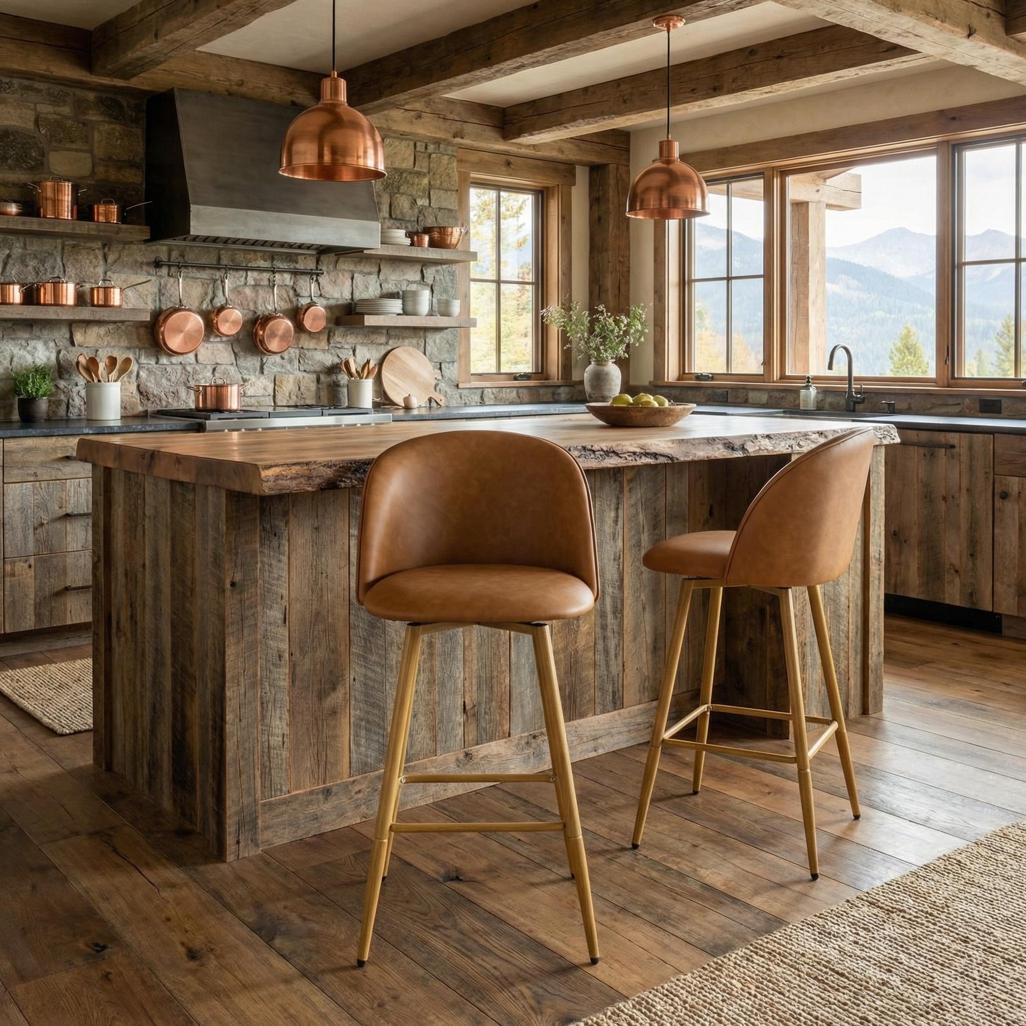 HASEEB 26" Swivel Counter Height Bar Stools Set of 2