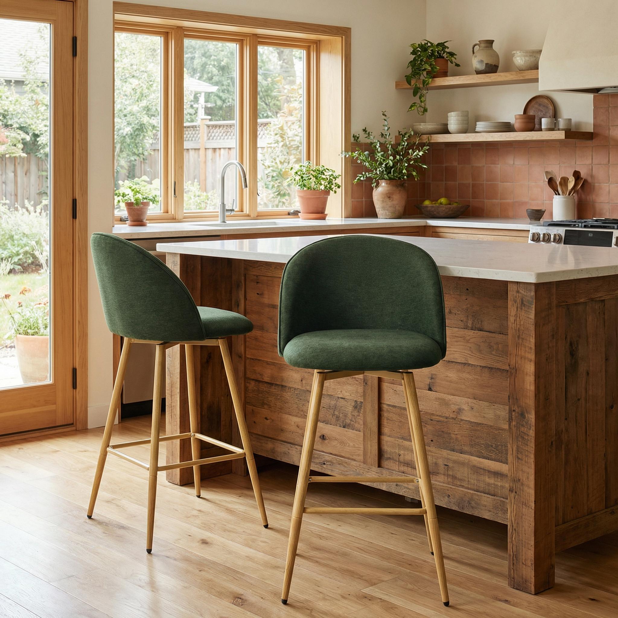 HASEEB 26" Swivel Counter Height Bar Stools Set of 2