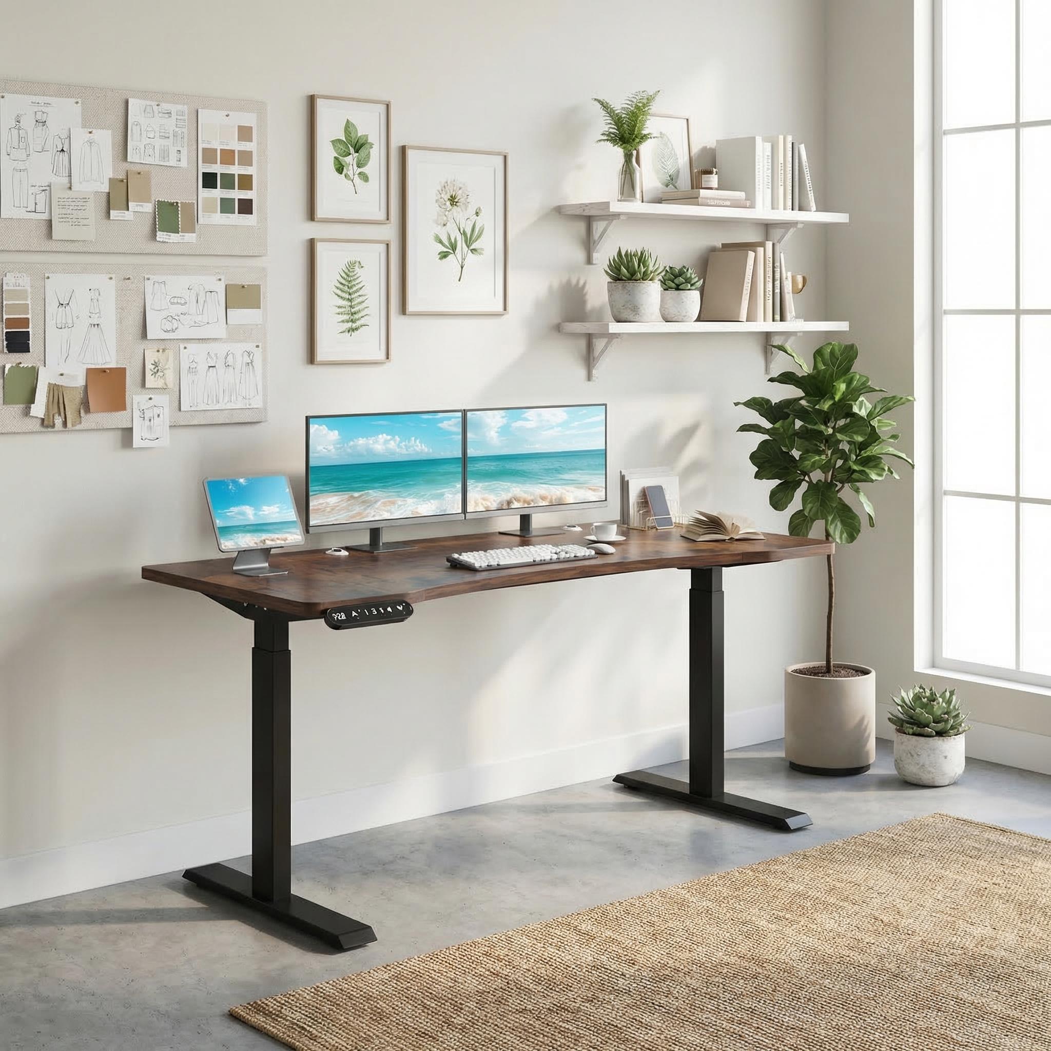 Arvo 63" Dual Motor Electric Standing Desk with Curved Desktop