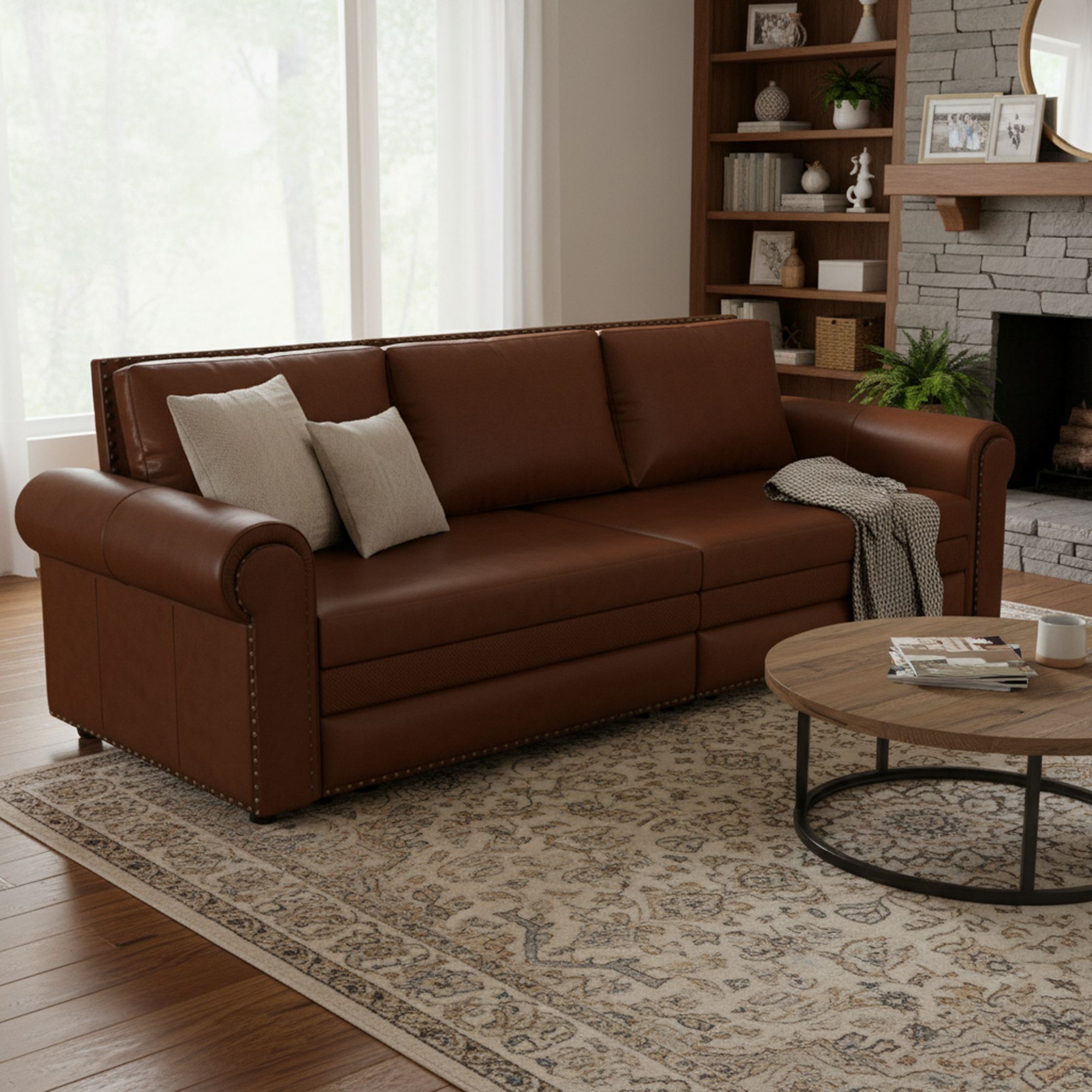 Denton 93.7" Faux Leather Chesterfield King Pull-Out Sleeper Sofa Bed