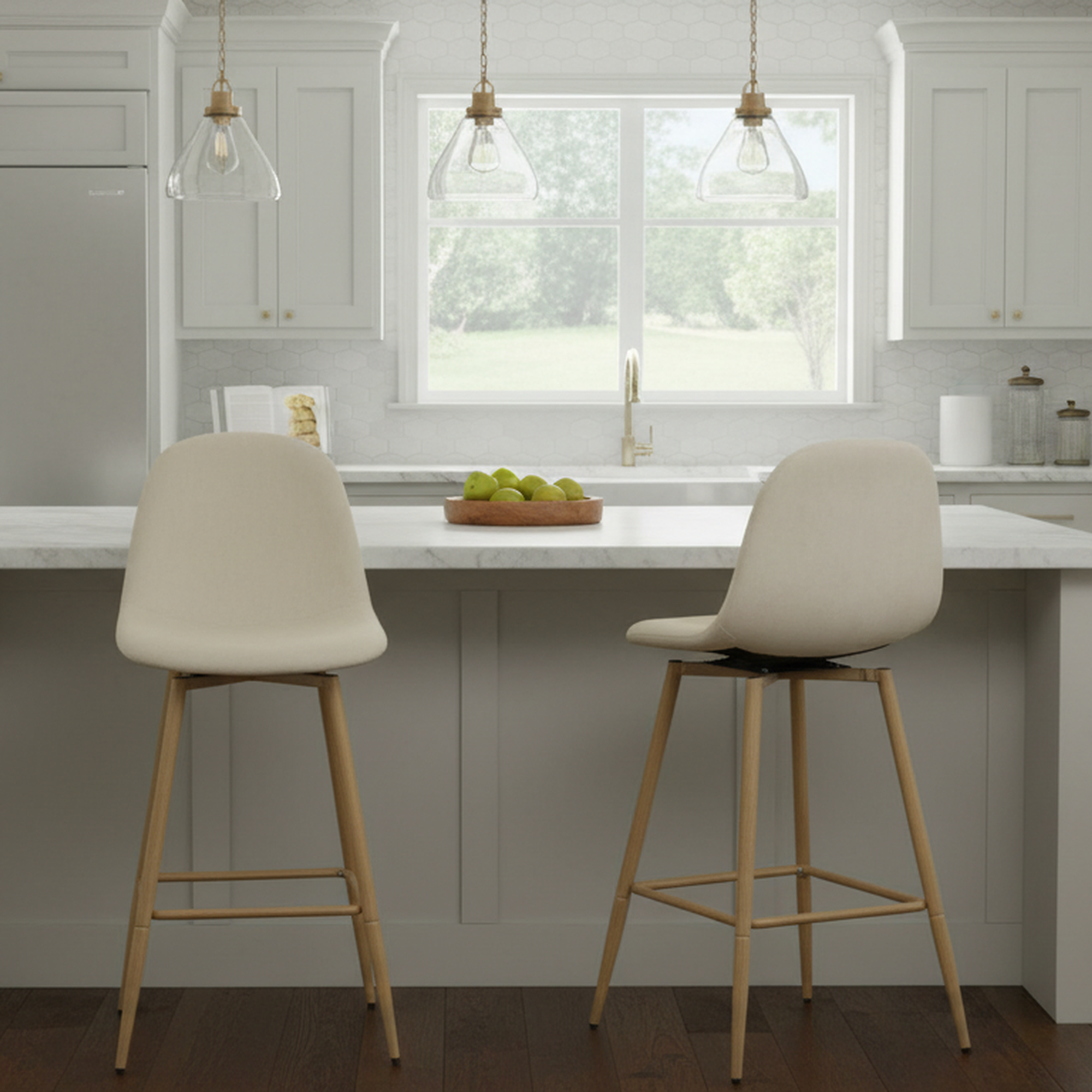 Charlton 26" Swivel Counter Height Bar Stools with Metal Legs Set of 2