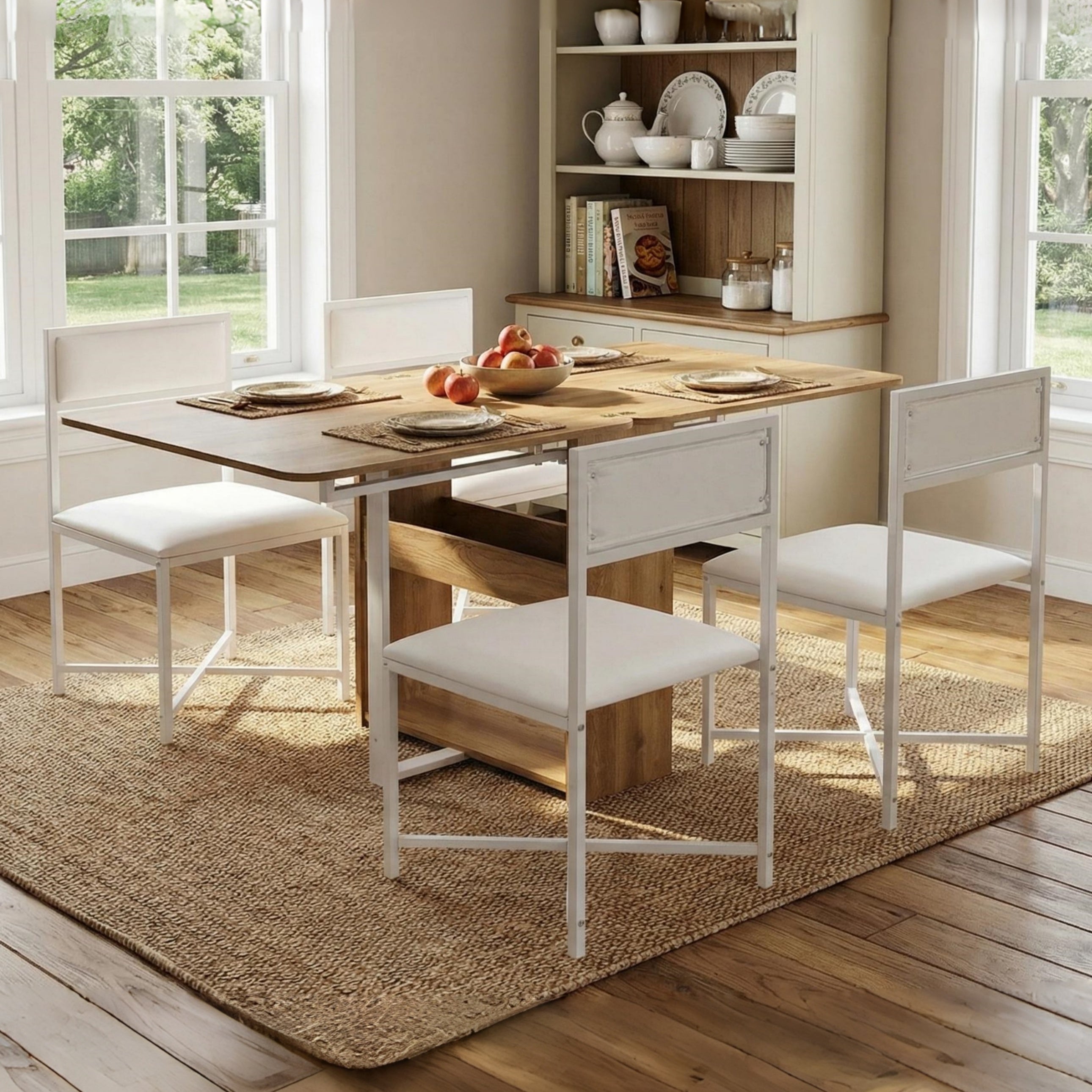 Lento 63" Modern Black 5 Piece Extendable Dining Table Set with Storage and Chairs