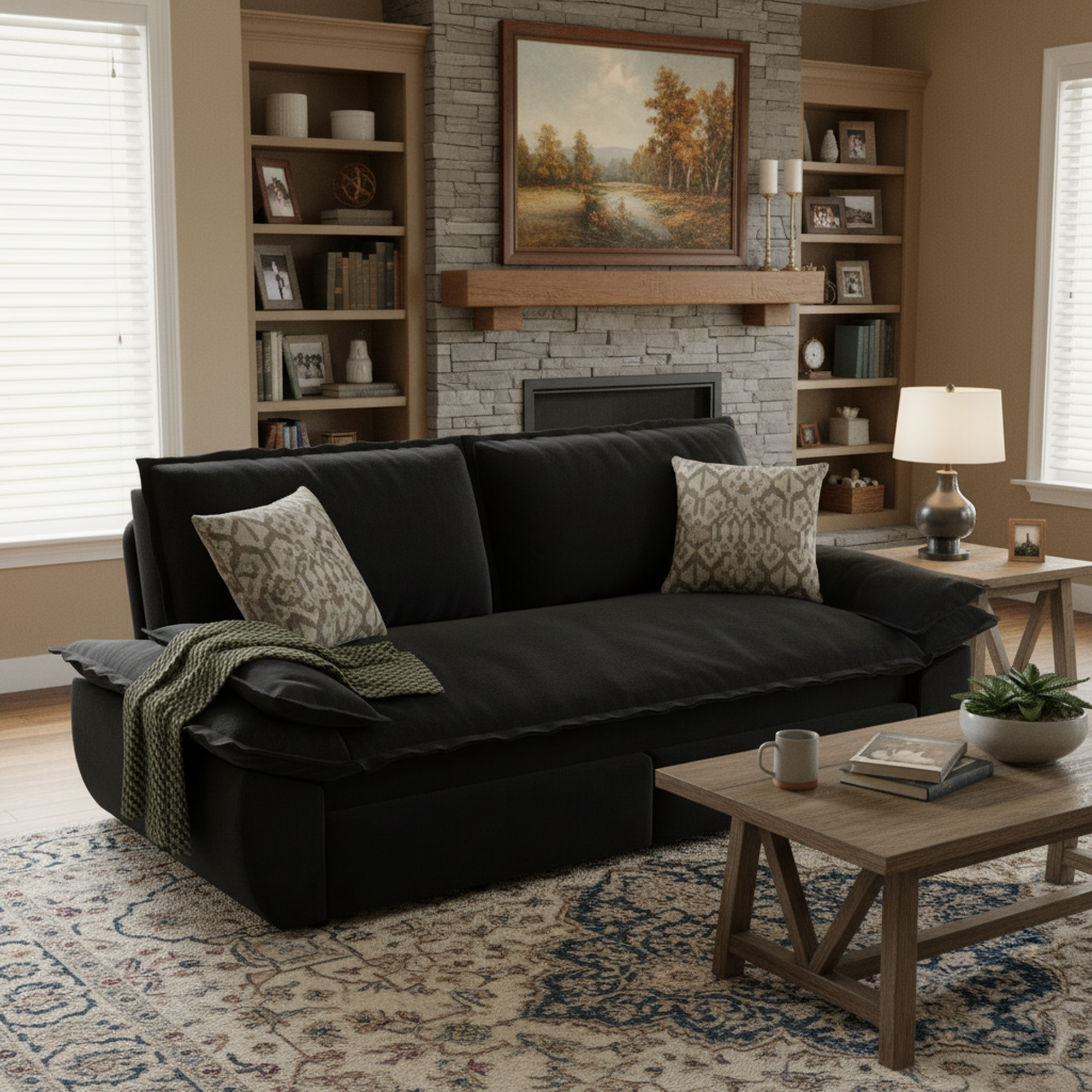 Alameda 73" Modern Velvet Queen Pull-Out Sleeper Sofa Bed with Wide Armrests