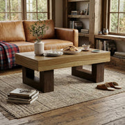 Metz 42" Rectangular Modern Rustic Wood Coffee Table