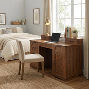 Kova 59" Farmhouse Office Desk with Storage Cabinets and Charging Station