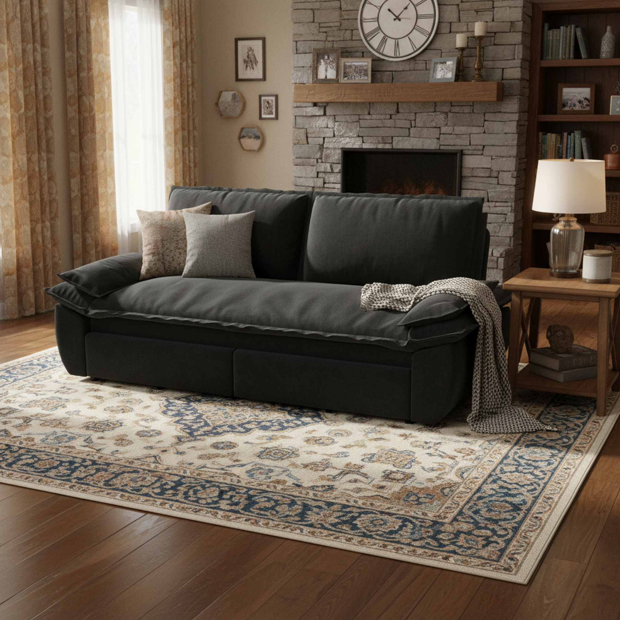 Alameda 73" Modern Velvet Queen Pull-Out Sleeper Sofa Bed with Wide Armrests