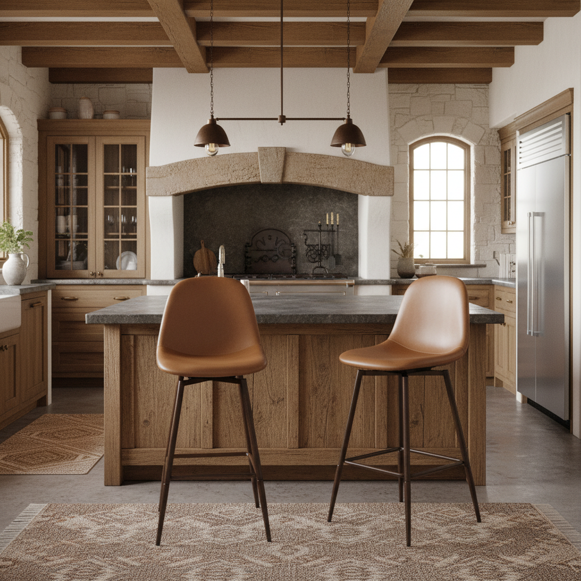 Charlton 26" Swivel Counter Height Bar Stools with Metal Legs Set of 2