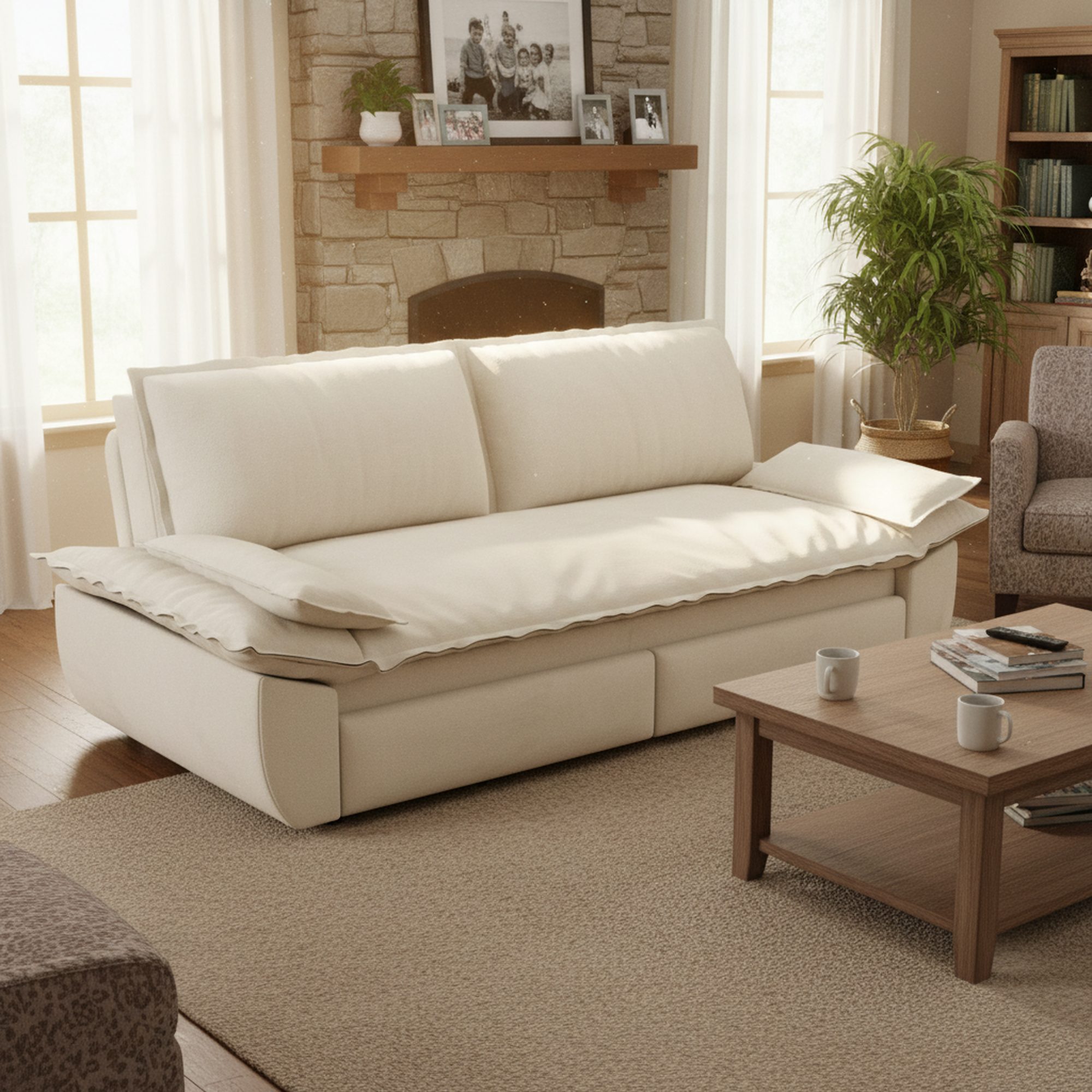 Alameda 73" Modern Velvet Queen Pull-Out Sleeper Sofa Bed with Wide Armrests