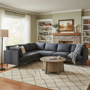 Lyon 106" L-Shaped 6-Seater Linen Sectional Sofa with Pillows