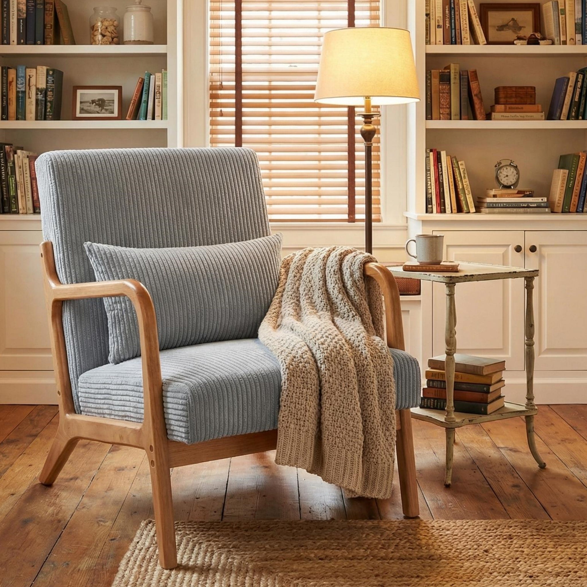 Cielo Mid-Century Upholstered Accent Chair with Pillow
