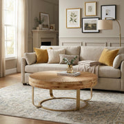 Asti 31.5" Round Carved Wood Coffee Table