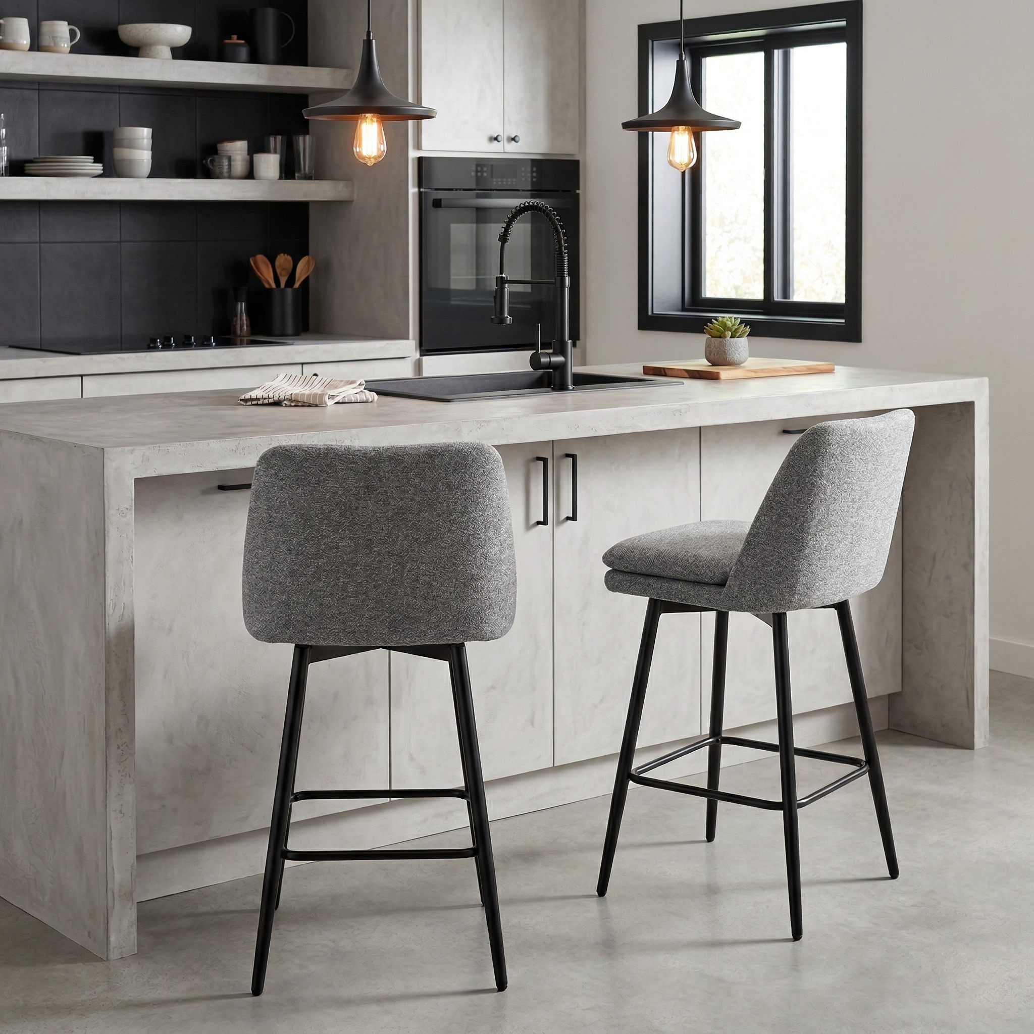 Priorat 26" Swivel Counter Height Upholstered Bar Stools Set of 2