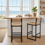 Cahors 25" Handwoven Paper Rope Counter Height Bar Stools Set of 2