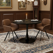 Clift 3 Piece Black Dining Table Set with 2 California Chairs, Suede Brown