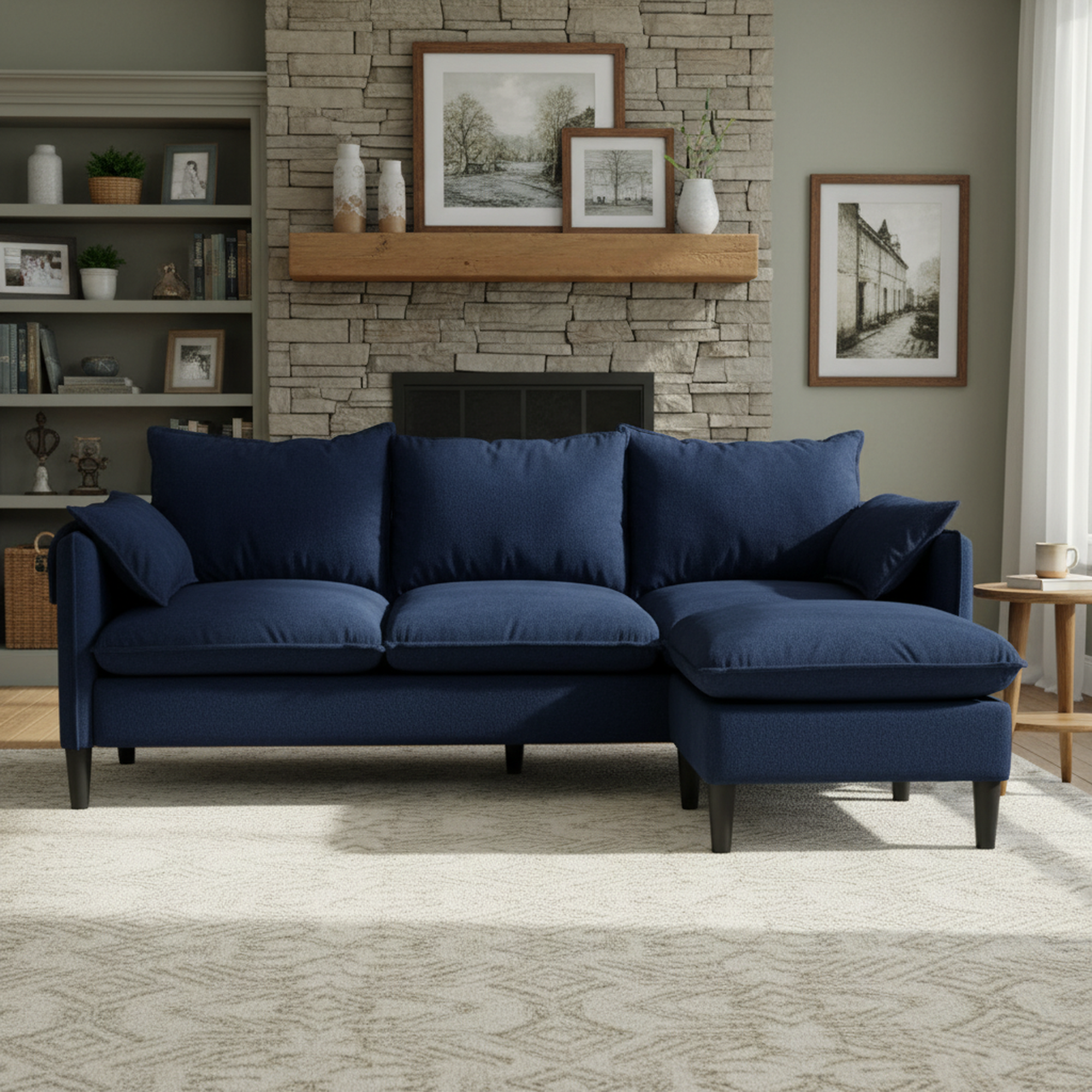 Helsinki 78" Convertible L-Shaped 3-Seater Sofa with Storage Ottomans
