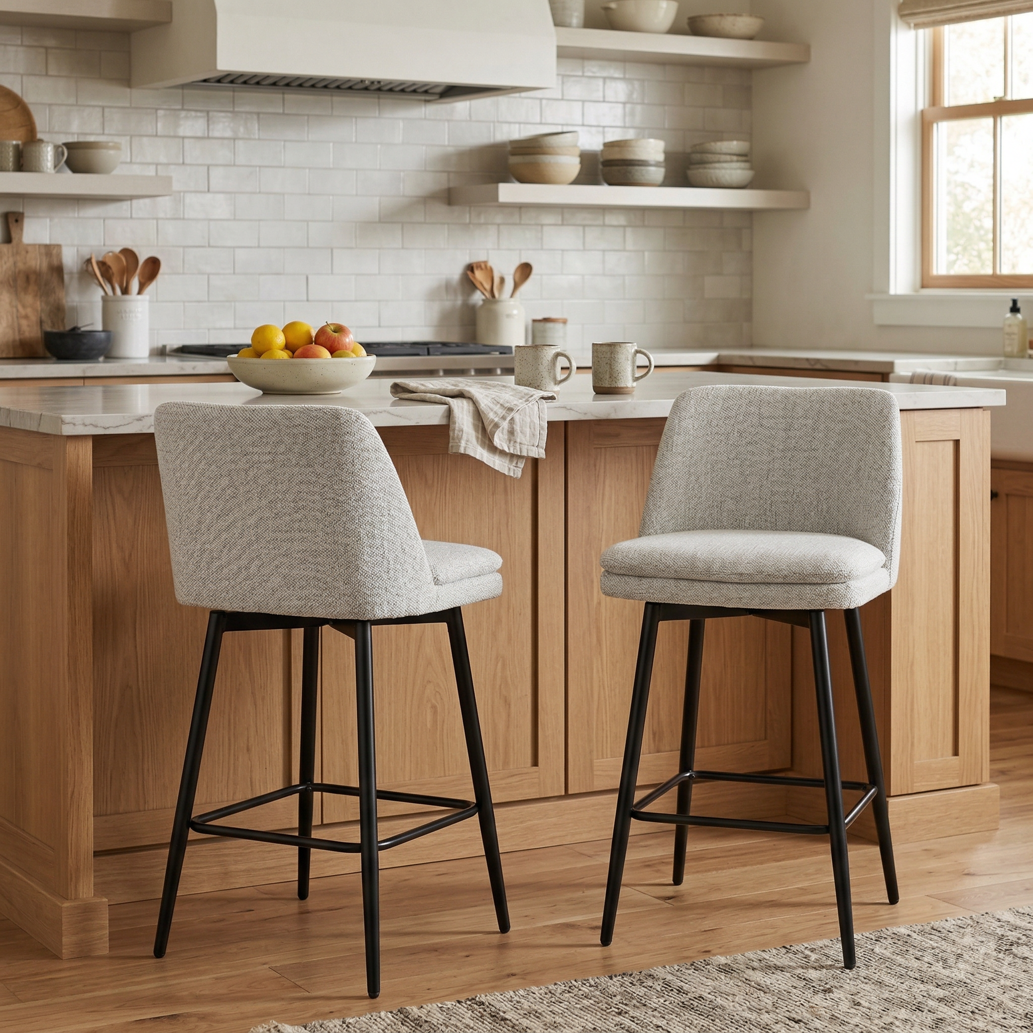 Priorat 26" Swivel Counter Height Upholstered Bar Stools Set of 2