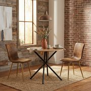 Fontana 3 Piece Oak Dining Table Set with 2 Scargill Upholstered Chairs, Suede Brown