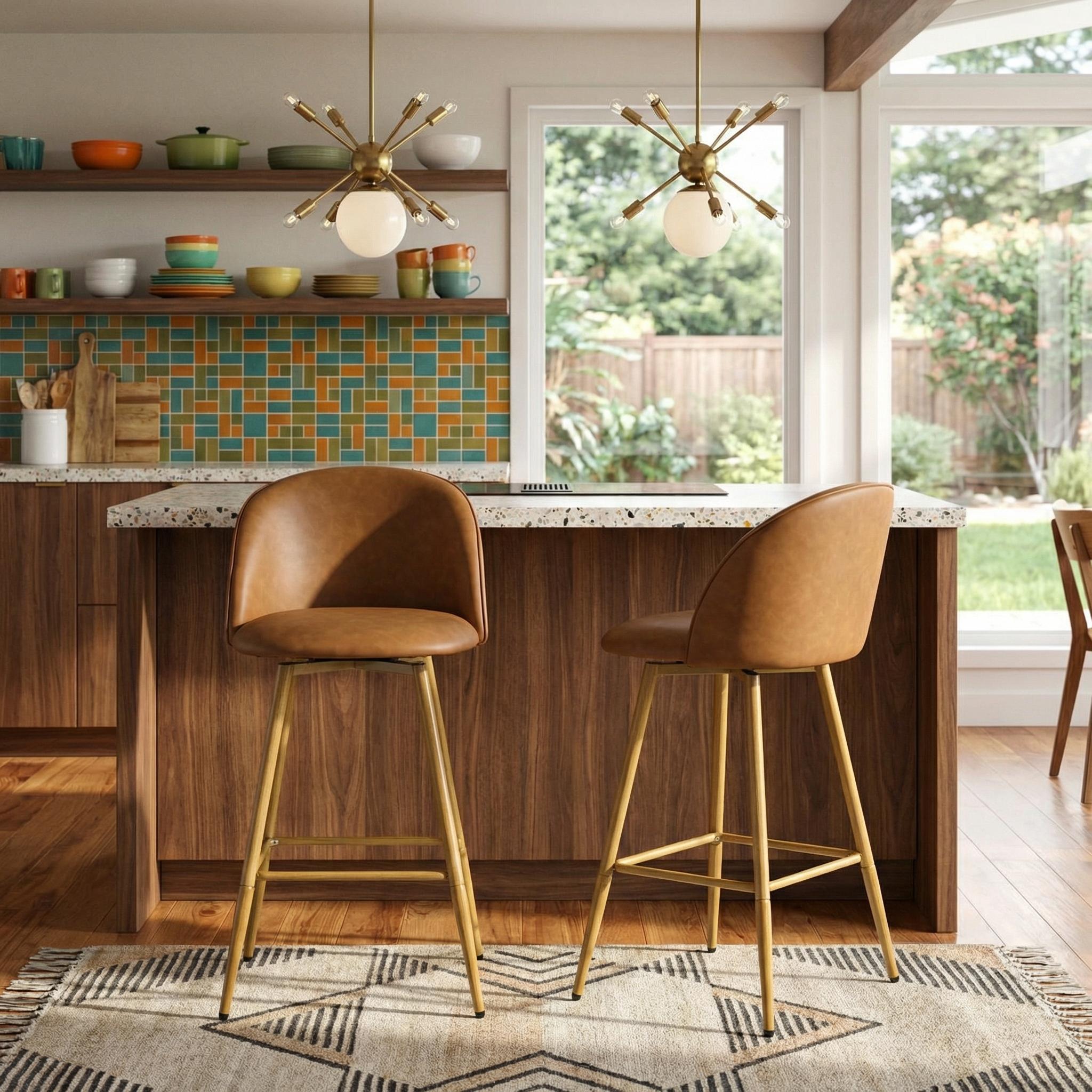 HASEEB 26" Swivel Counter Height Bar Stools Set of 2