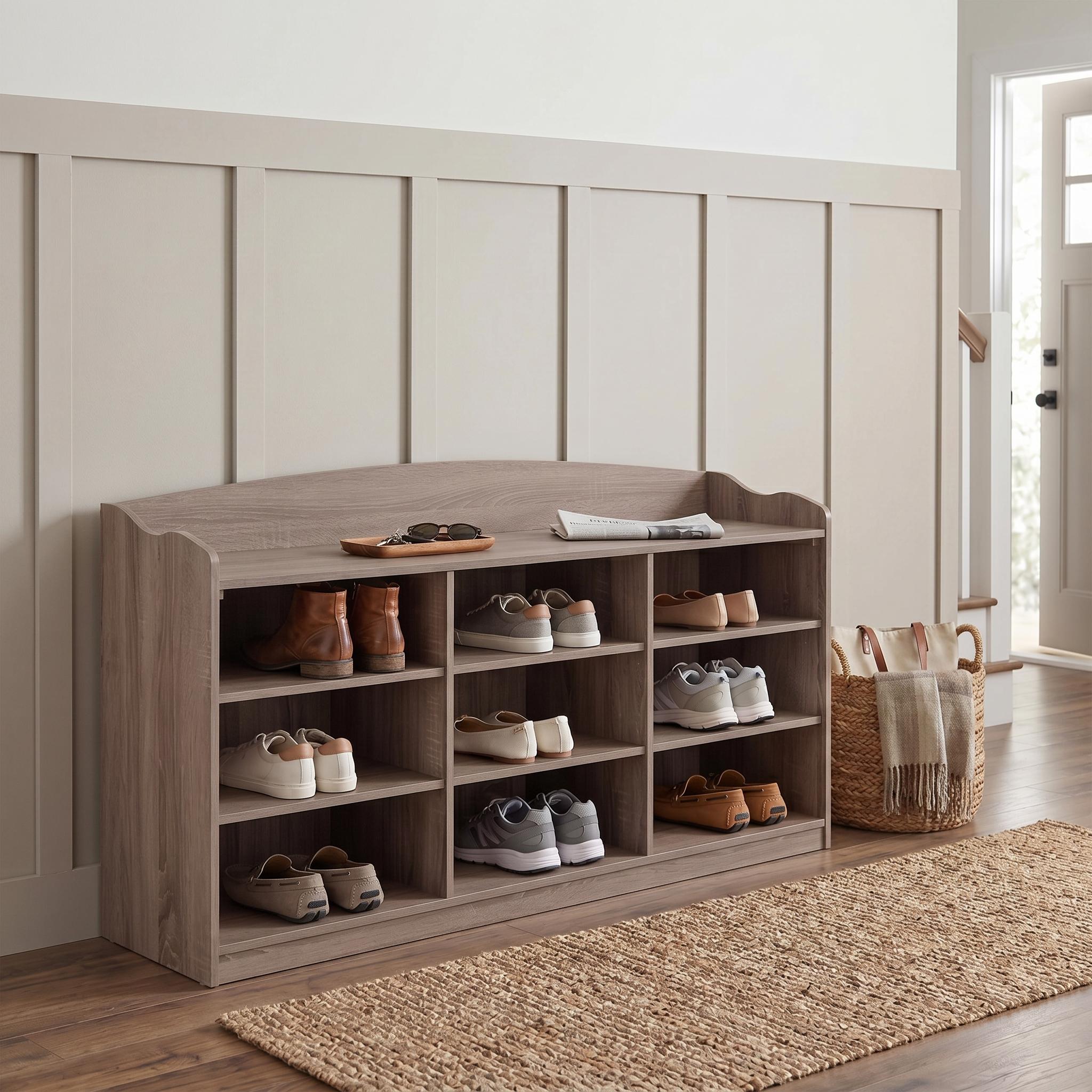 Dockery 48" Shoe Storage Rack with 9 Open Cubbies and Display Top