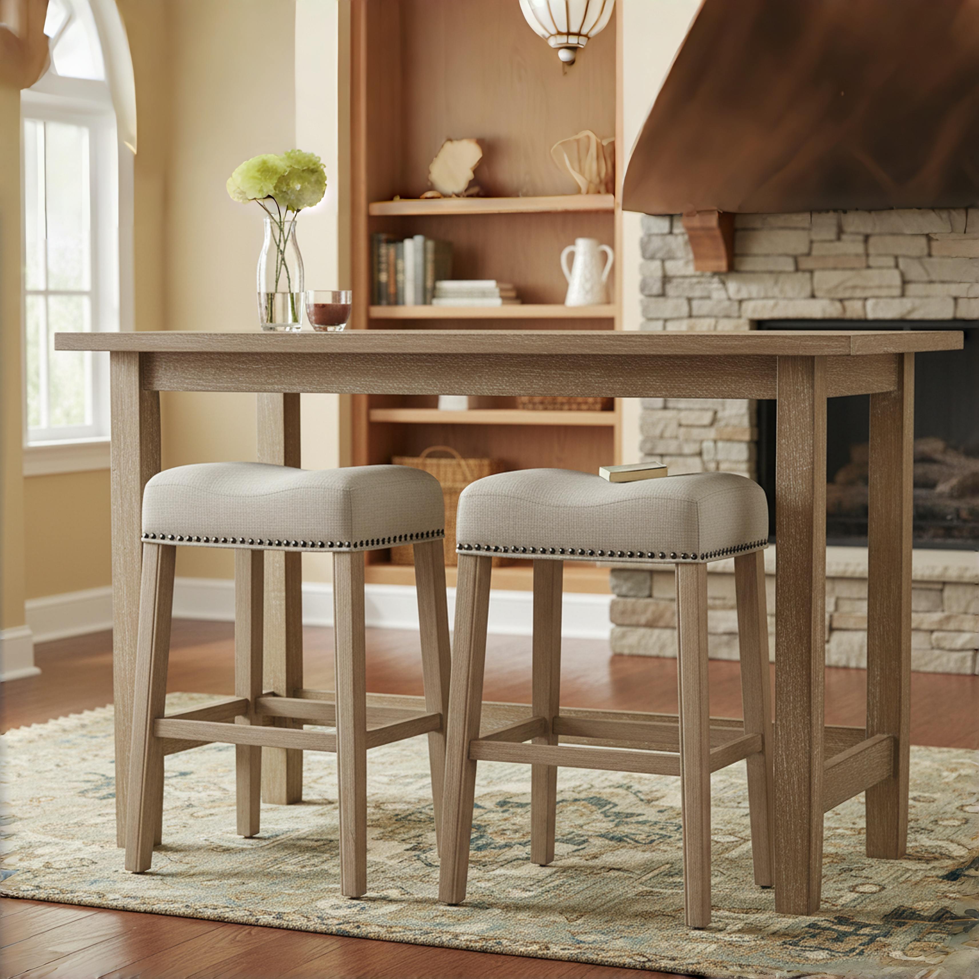 Rioja 29" Upholstered Backless Saddle Bar Stool Set of 2