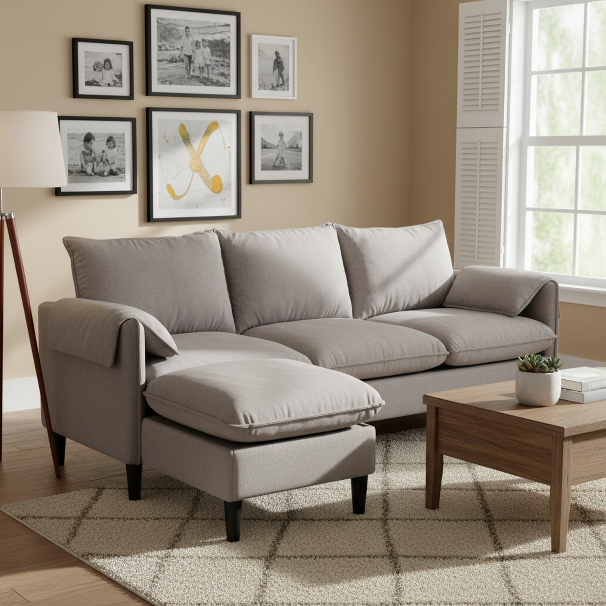 Helsinki 78" Convertible L-Shaped 3-Seater Sofa with Storage Ottomans