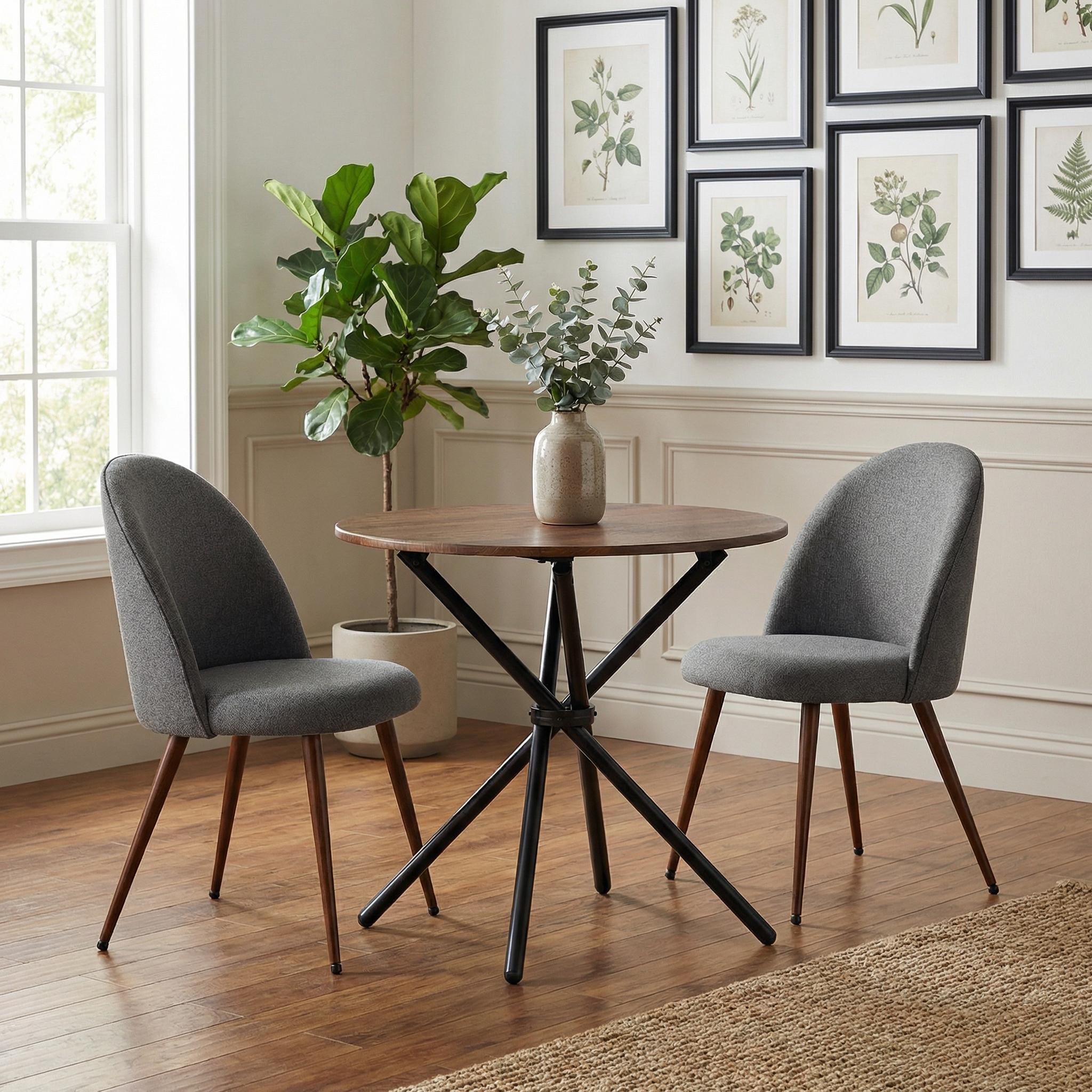 Fontana 3 Piece Brown Dining Table Set with 2 Haven Upholstered Chairs