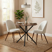 Fontana 3 Piece Brown Dining Table Set with 2 Haven Upholstered Chairs