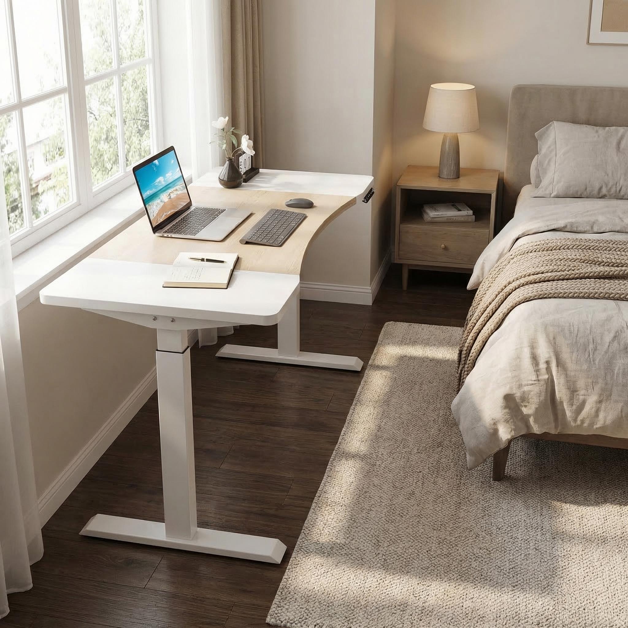 Arvo 63" Dual Motor Electric Standing Desk with Curved Desktop