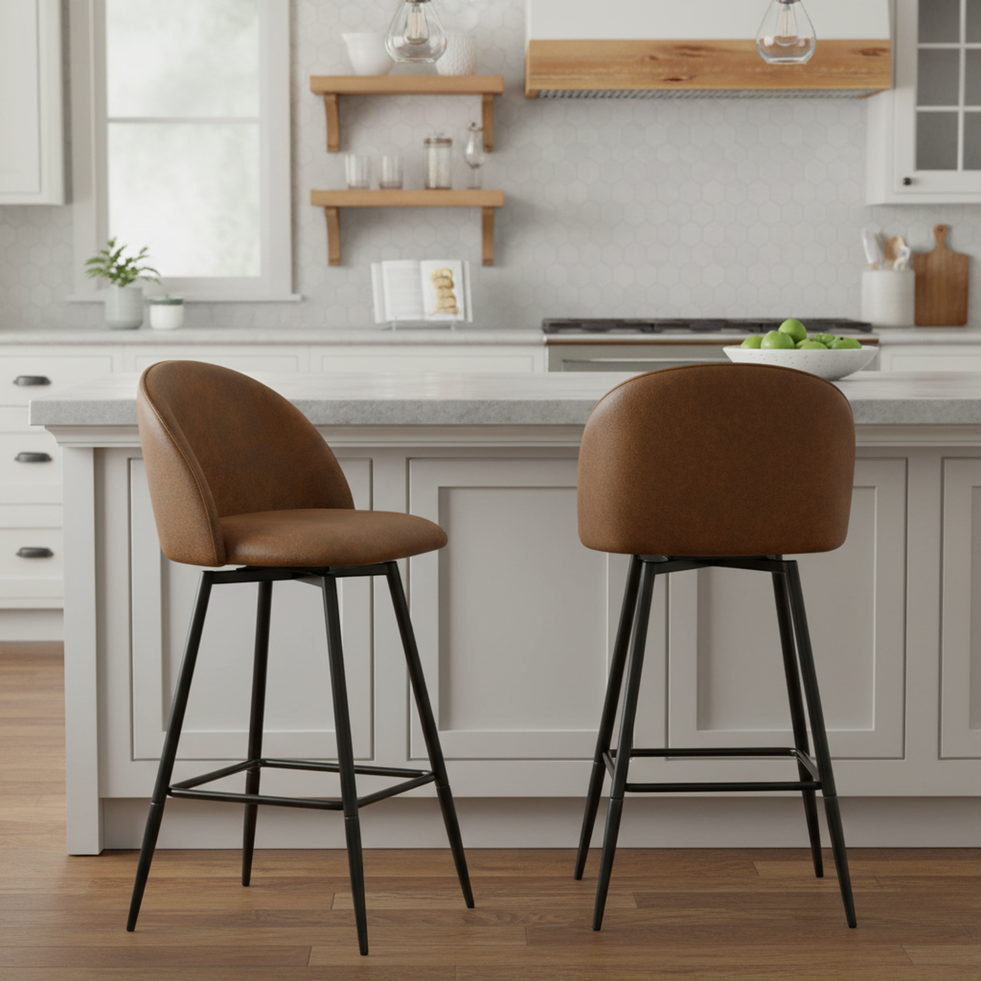 HASEEB 26" Swivel Counter Height Bar Stools Set of 2