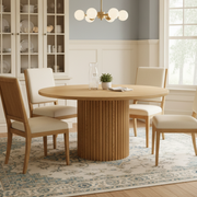 Garda 46.5" Round Wood Dining Table with Fluted Pedestal Base