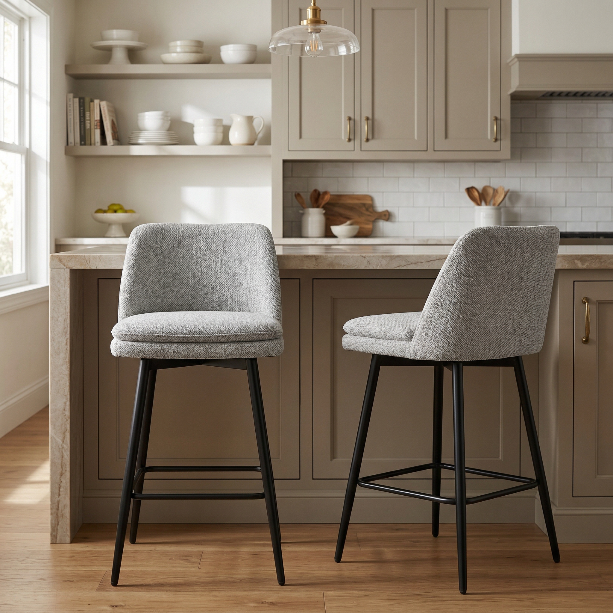 Priorat 26" Swivel Counter Height Upholstered Bar Stools Set of 2