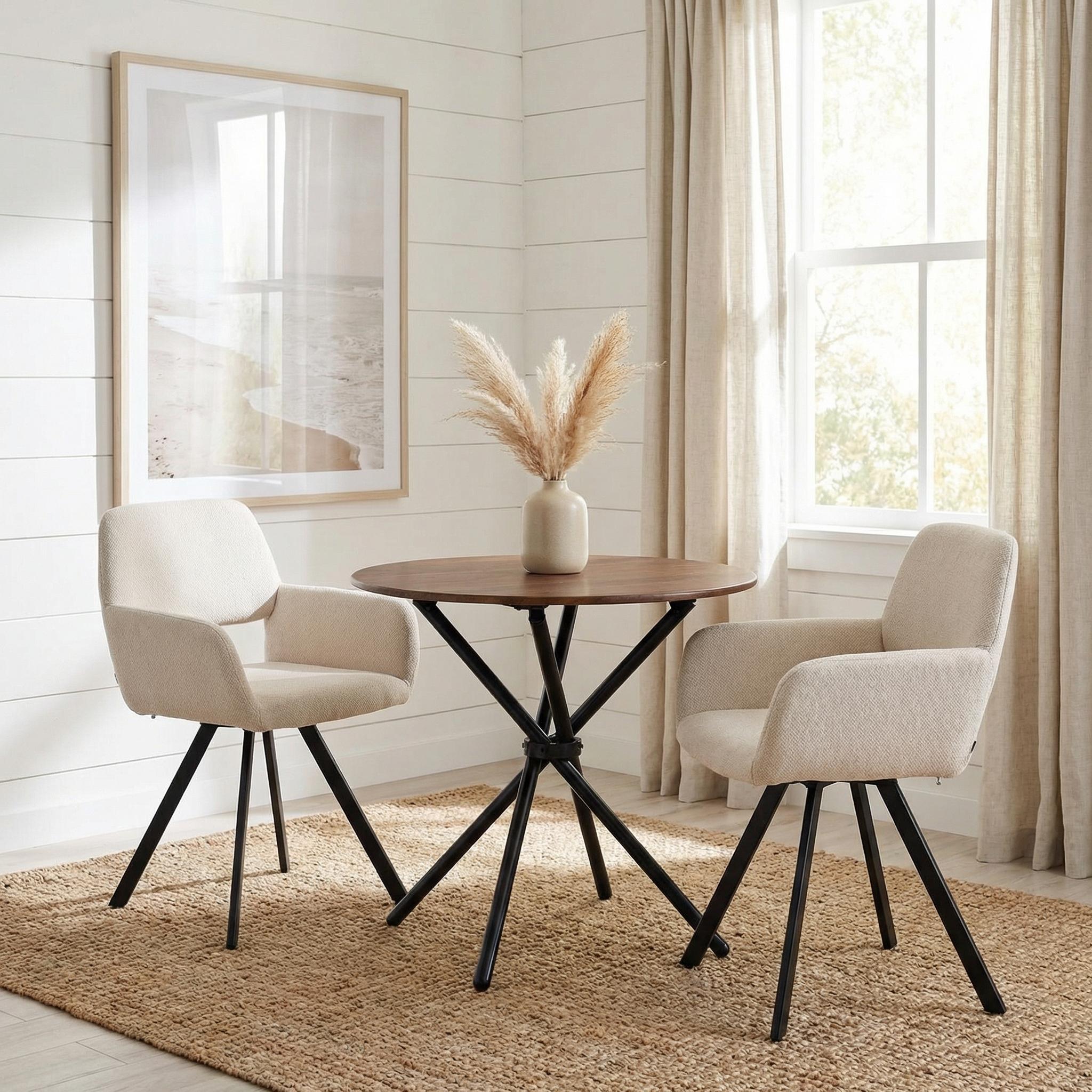 Fontana 3 Piece Brown Dining Table Set with 2 California Upholstered Chairs