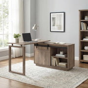Aera 47" Reversible L-Shaped Desk with Sliding Barn Door Storage Cabinet