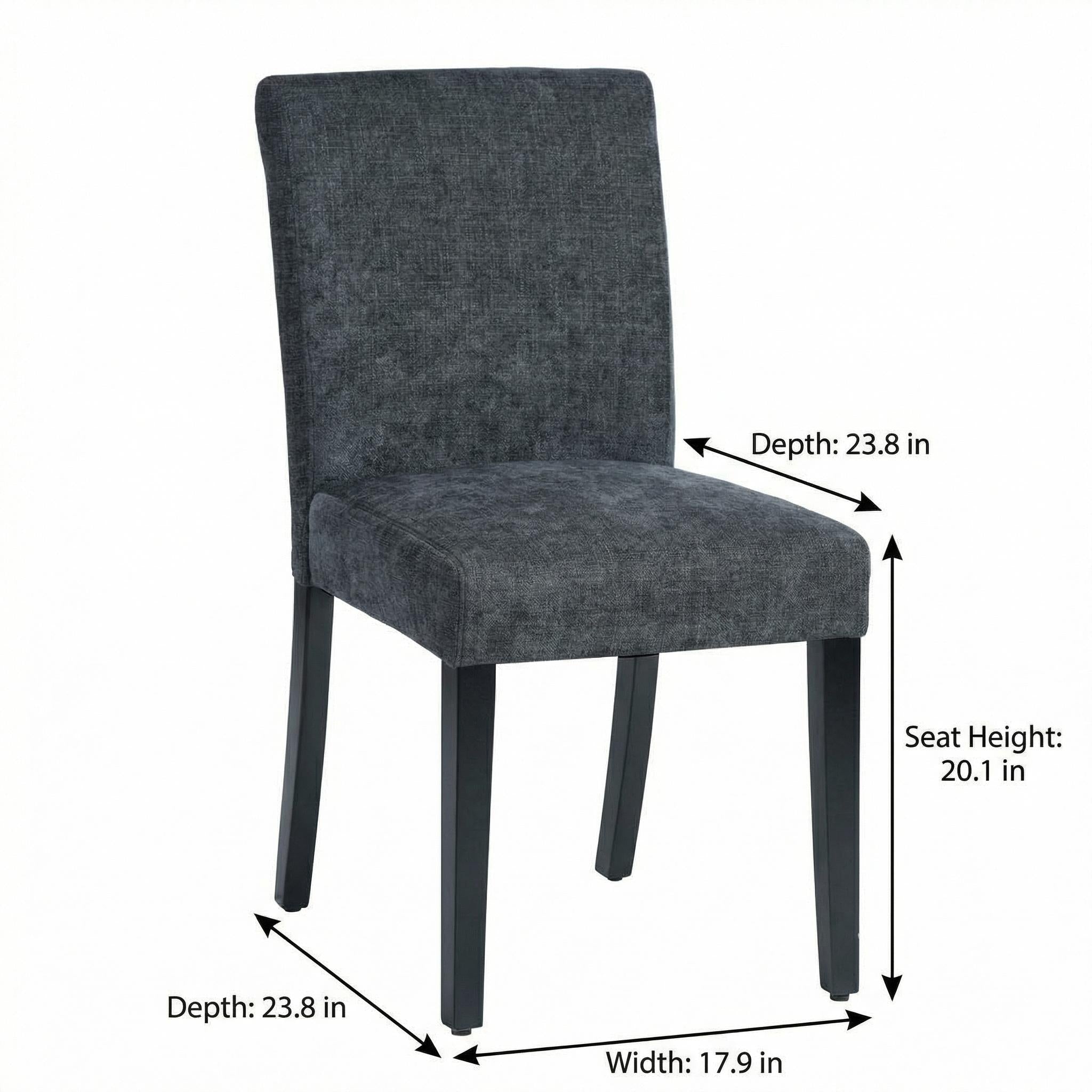 Homy Casa LOWE Modern Fabric Parsons Dining Chair Set of 2, Low Back, Black