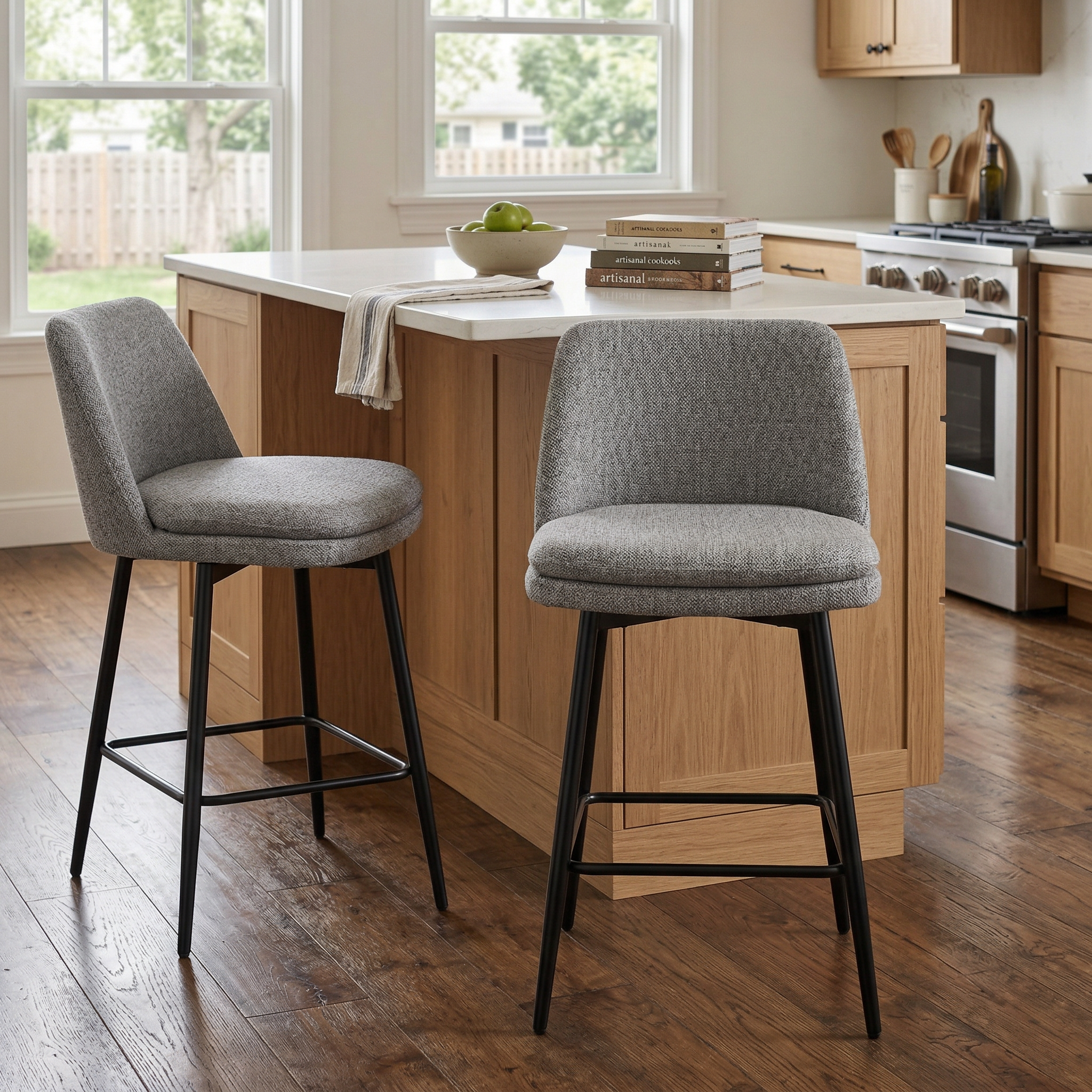 Priorat 26" Swivel Counter Height Upholstered Bar Stools Set of 2