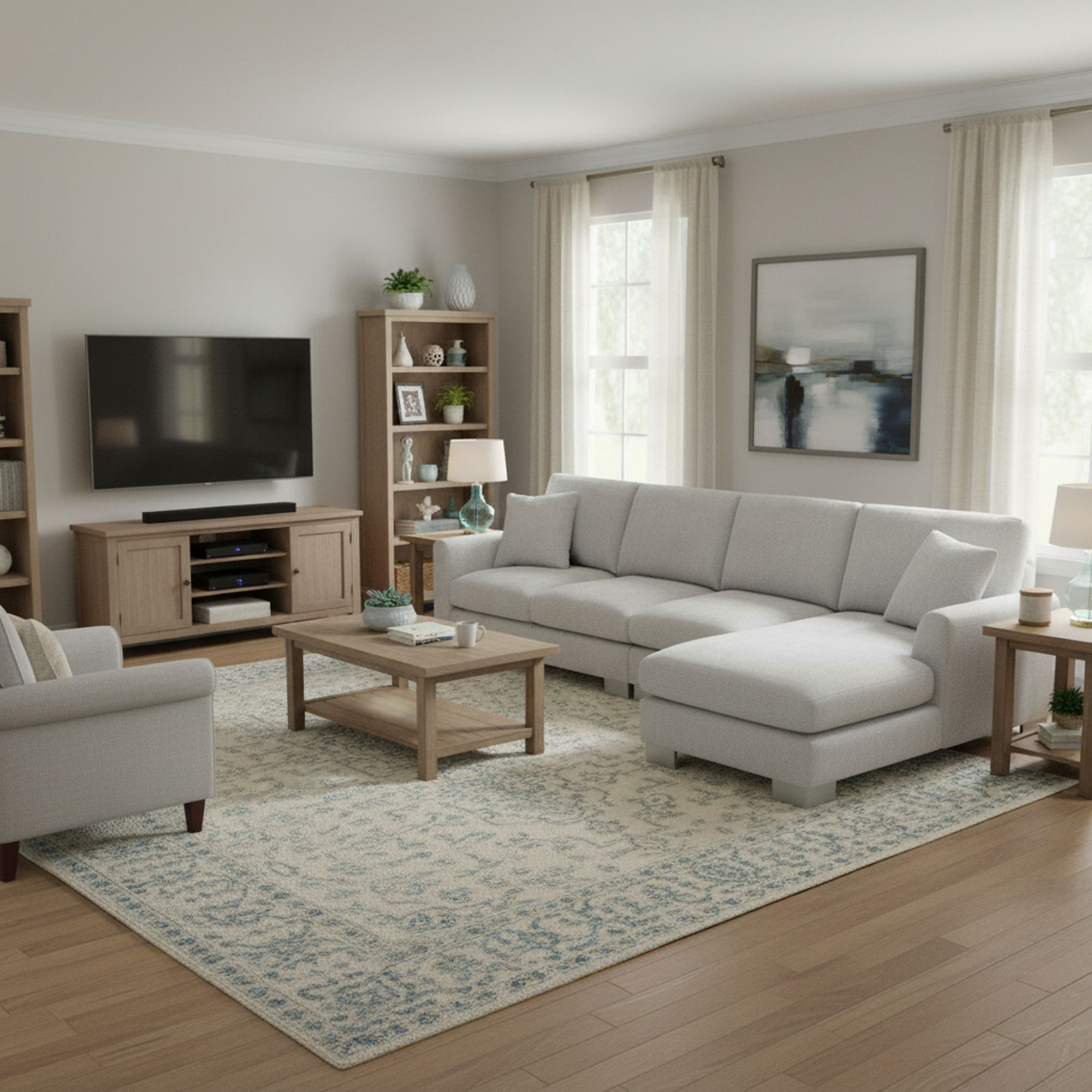 Stockholm 119" Modern Chenille L-Shaped Sectional Sofa with Chaise