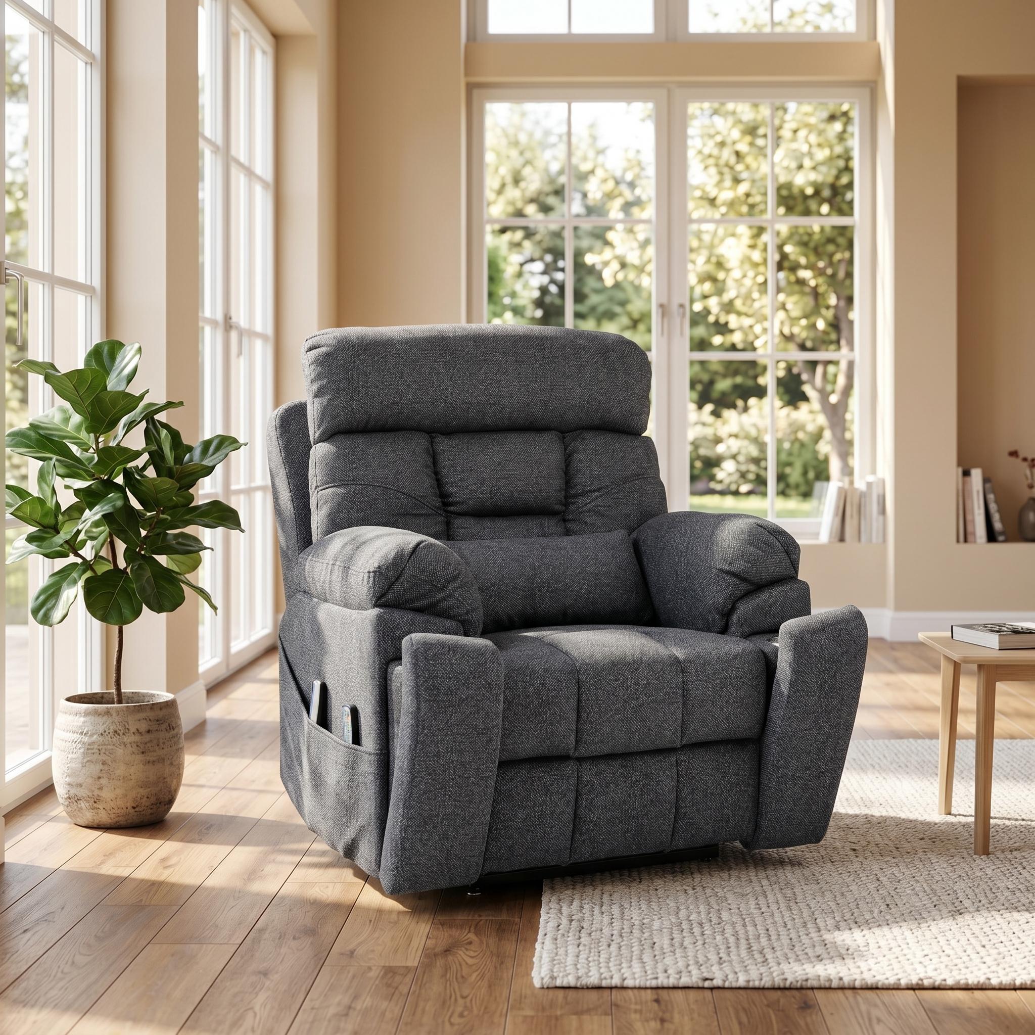 Guymon 41" Oversized Velvet Power Lift Recliner Chair with Dual Motor and 180° Lay-Flat