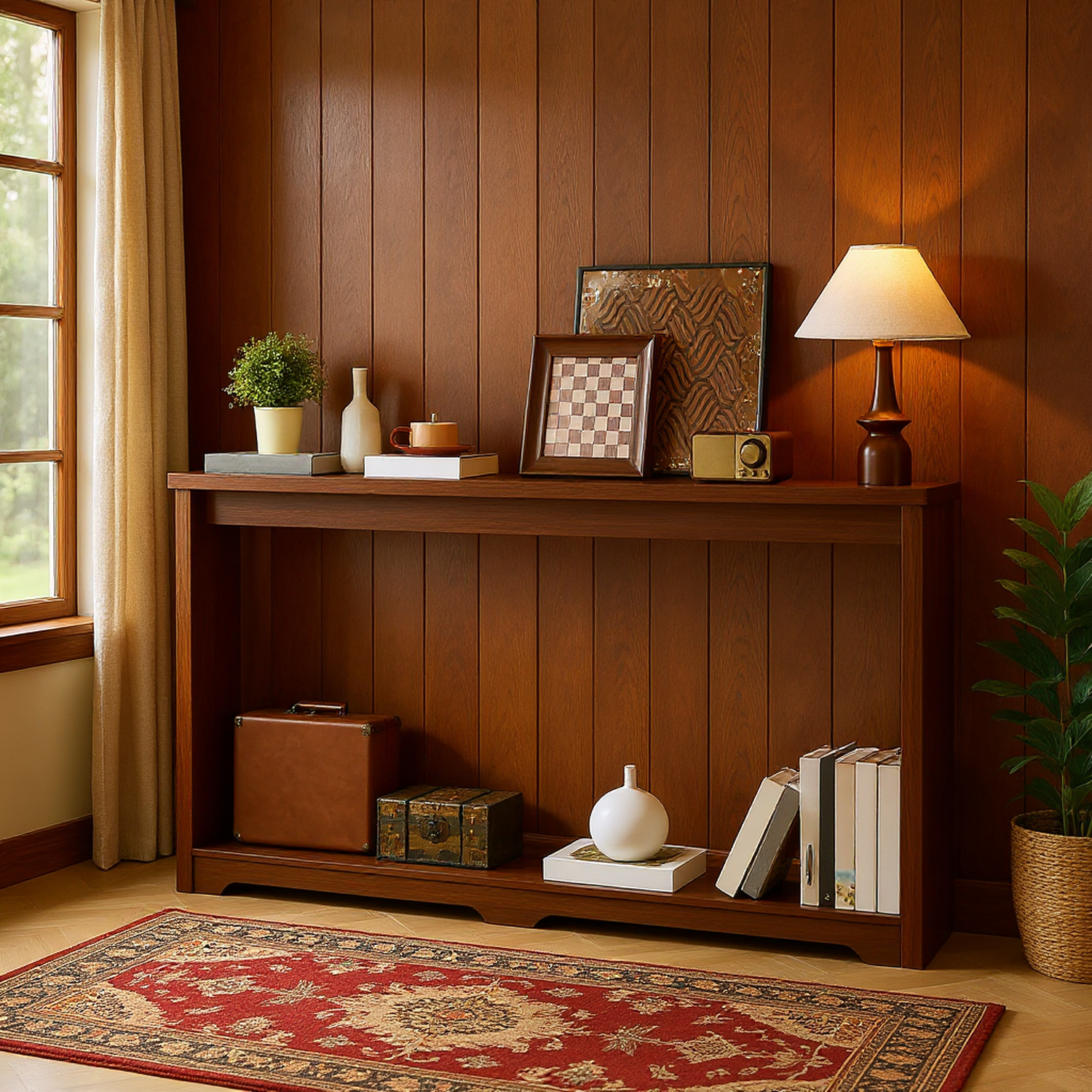 Kivik 70.1” Wooden Console Table with Corrugated Texture