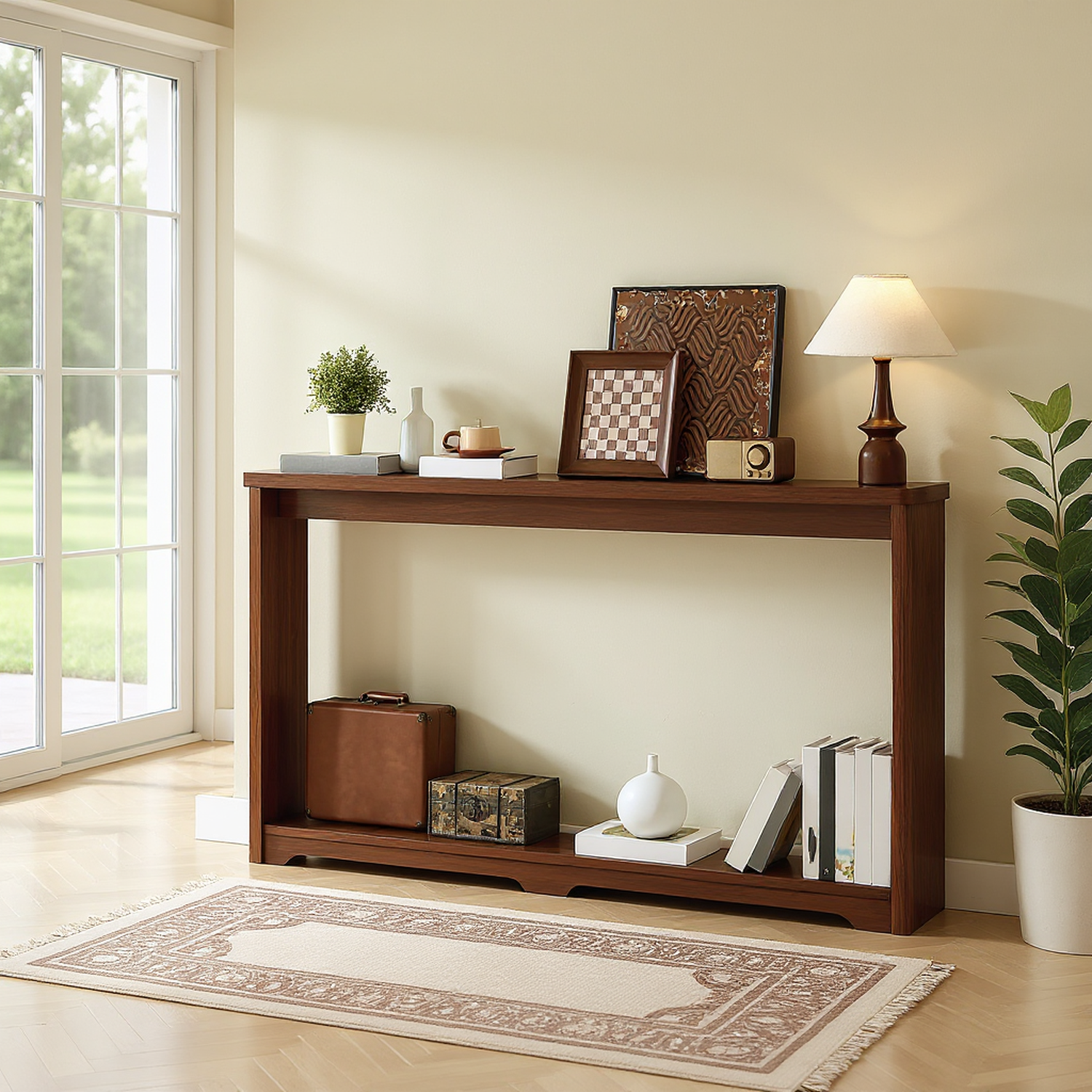 Kivik 70.1” Wooden Console Table with Corrugated Texture