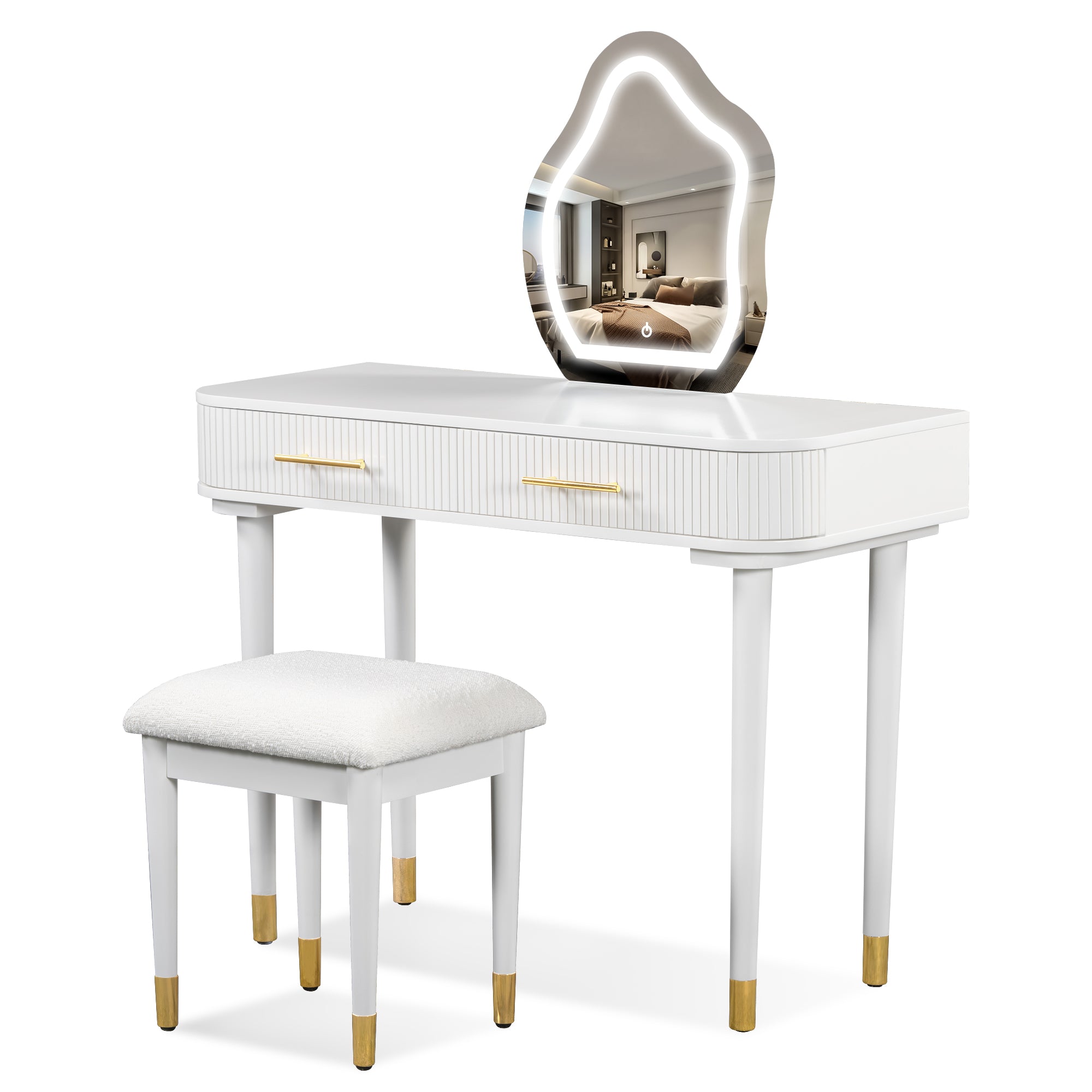 Lunara 40" Modern Makeup Vanity Table Set with 2 Drawers