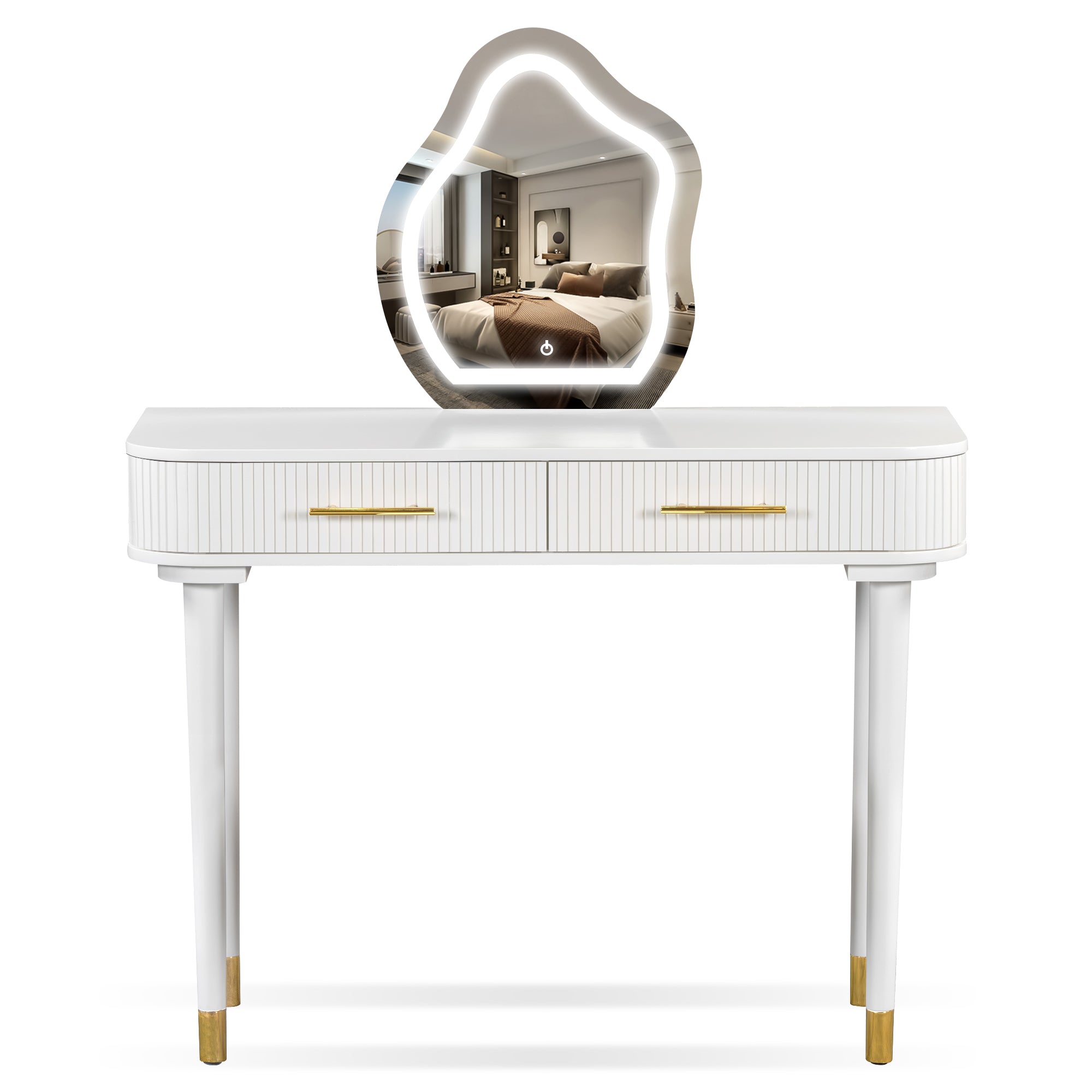 Lunara 40" Modern Makeup Vanity Table Set with 2 Drawers