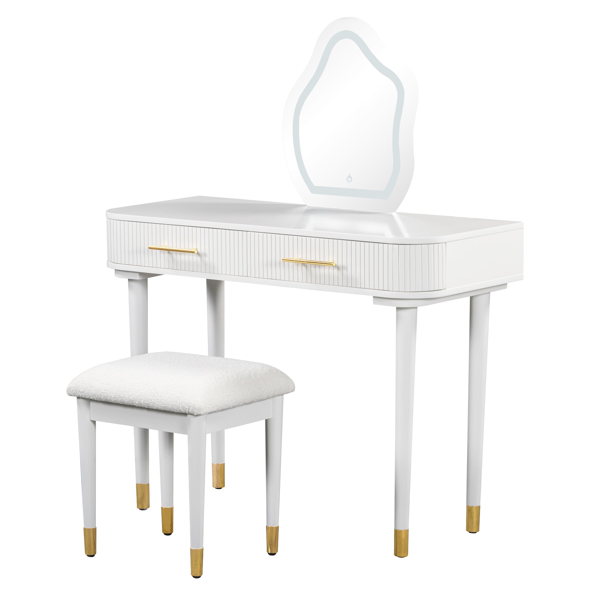 Lunara 40" Modern Makeup Vanity Table Set with 2 Drawers