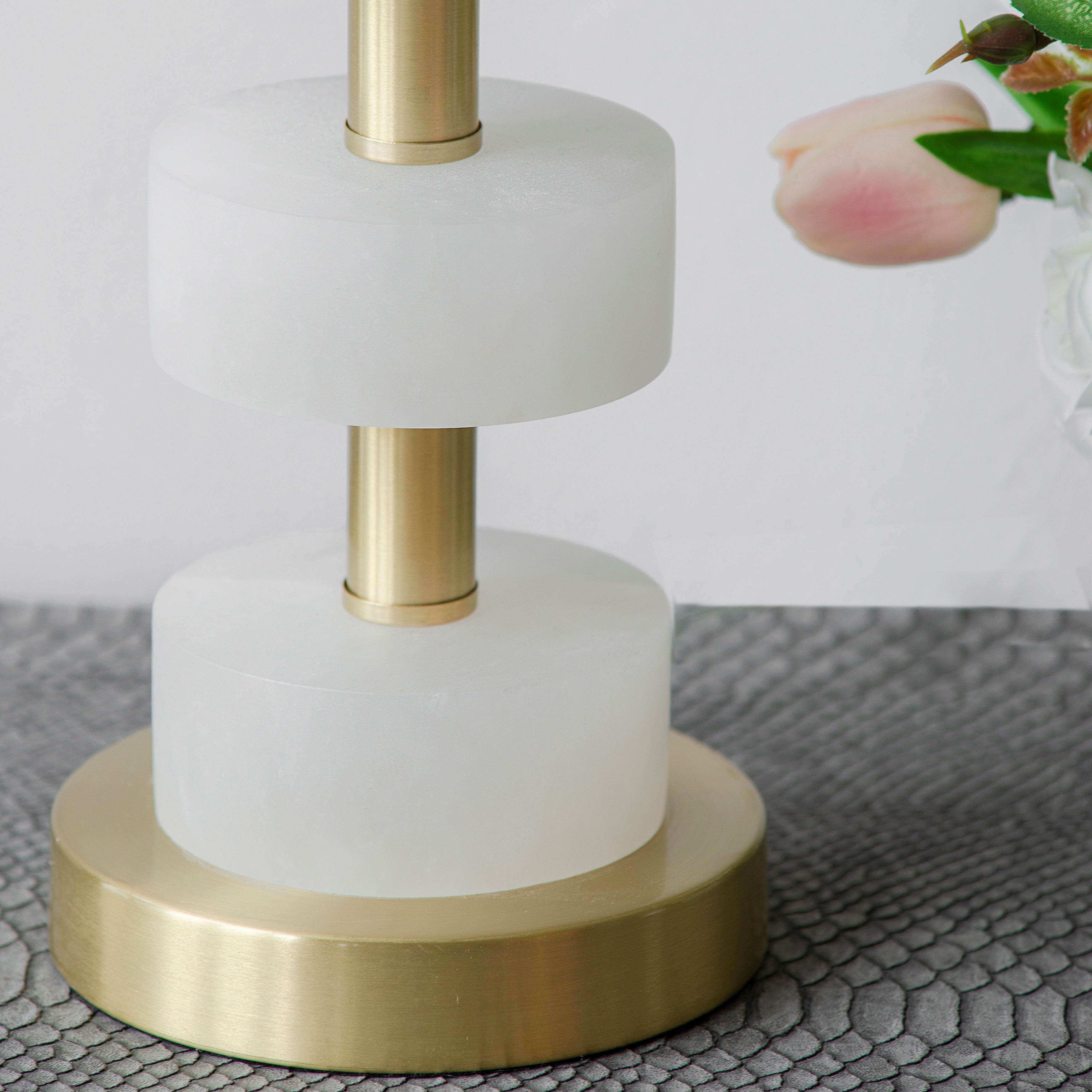 Luster Marble Table Lamp with Gold Marble Base