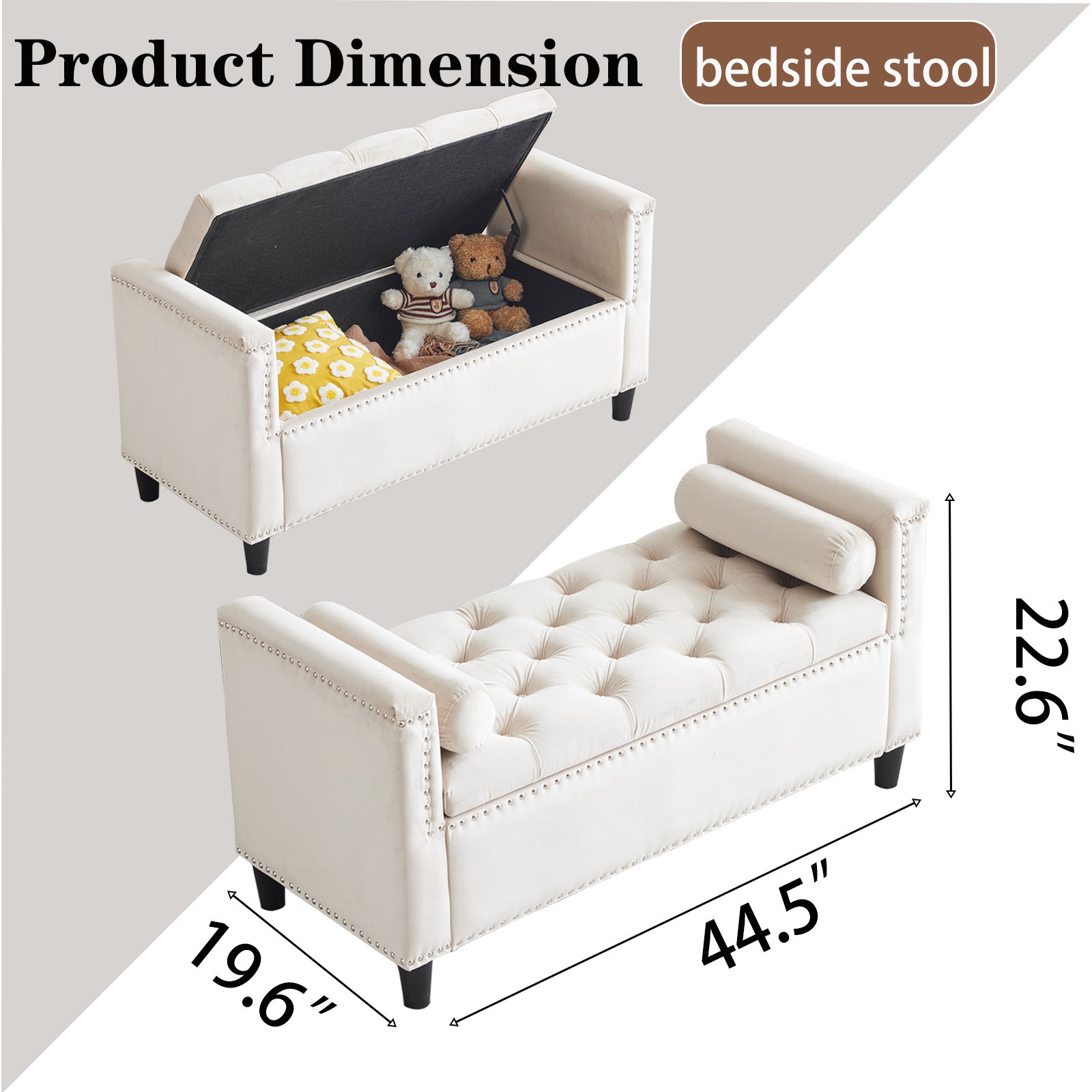 Maren Velvet Upholstered Storage Ottoman Bench