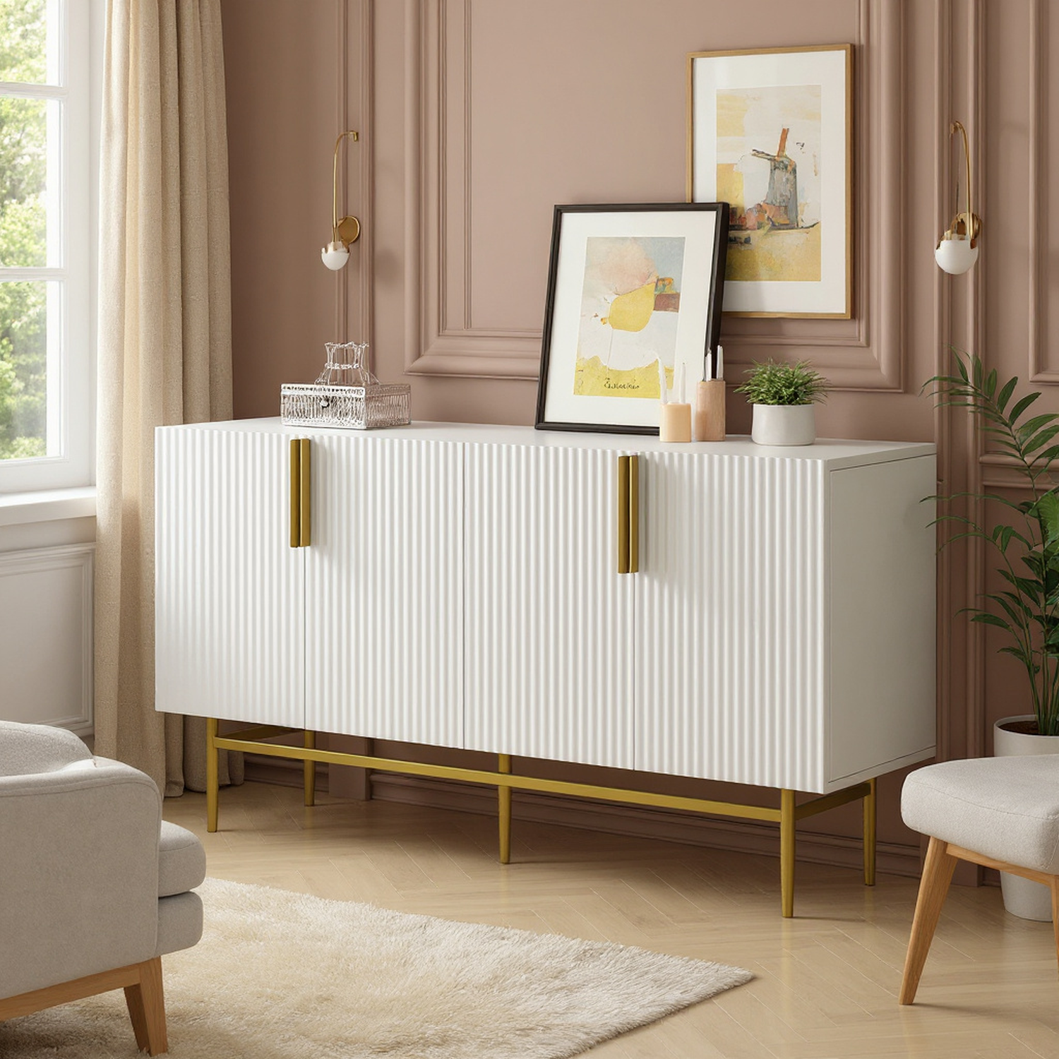 Milan 4-Door Sideboard Buffet Cabinet