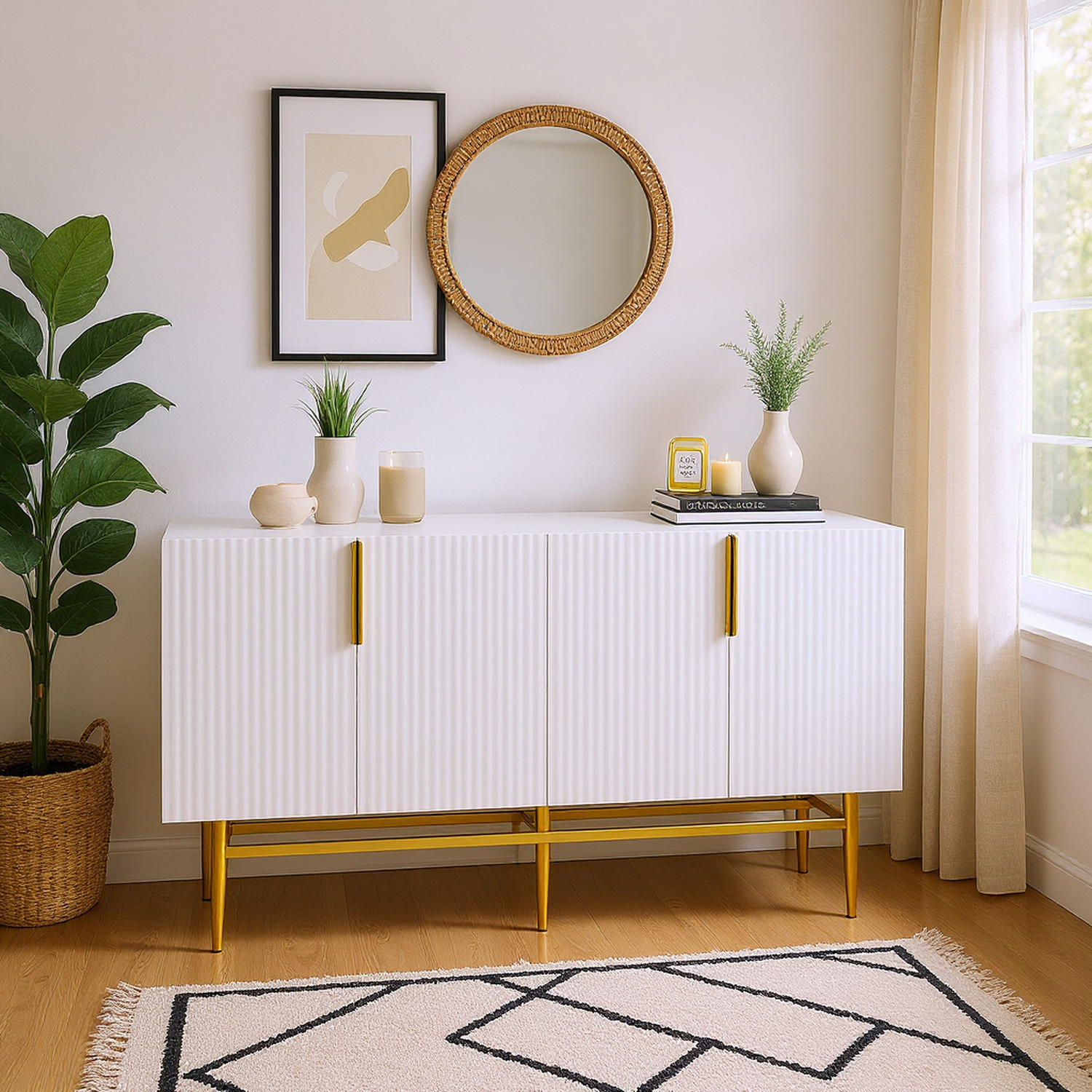 Milan 4-Door Sideboard Buffet Cabinet