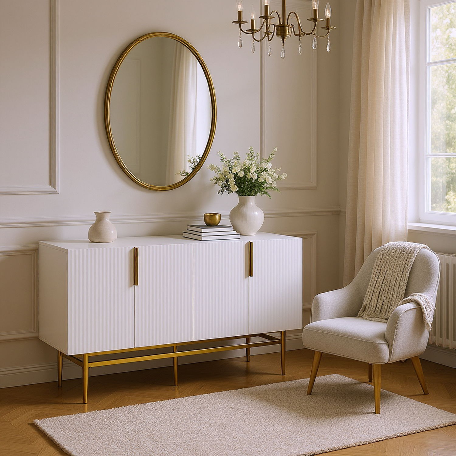 Milan 4-Door Sideboard Buffet Cabinet
