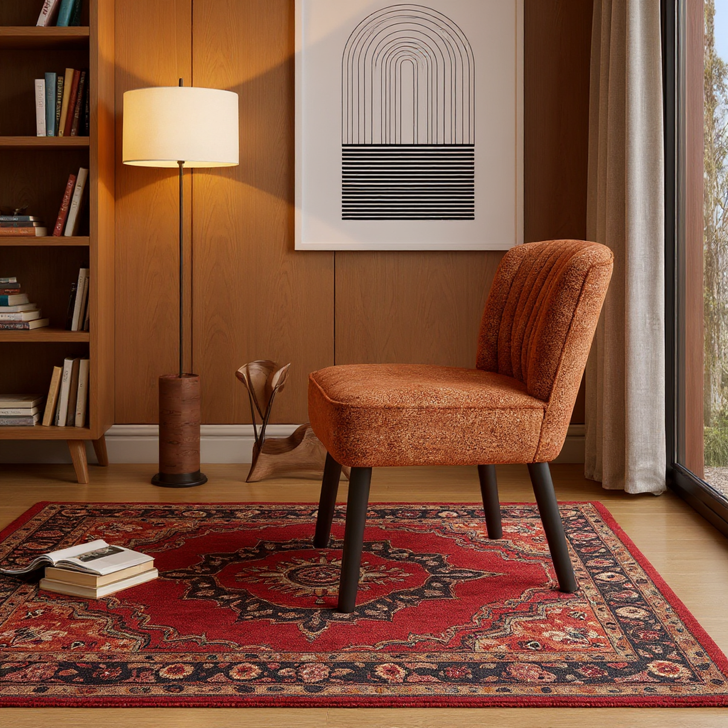 Moab Mid-Century Shellback Upholstered Accent Chair
