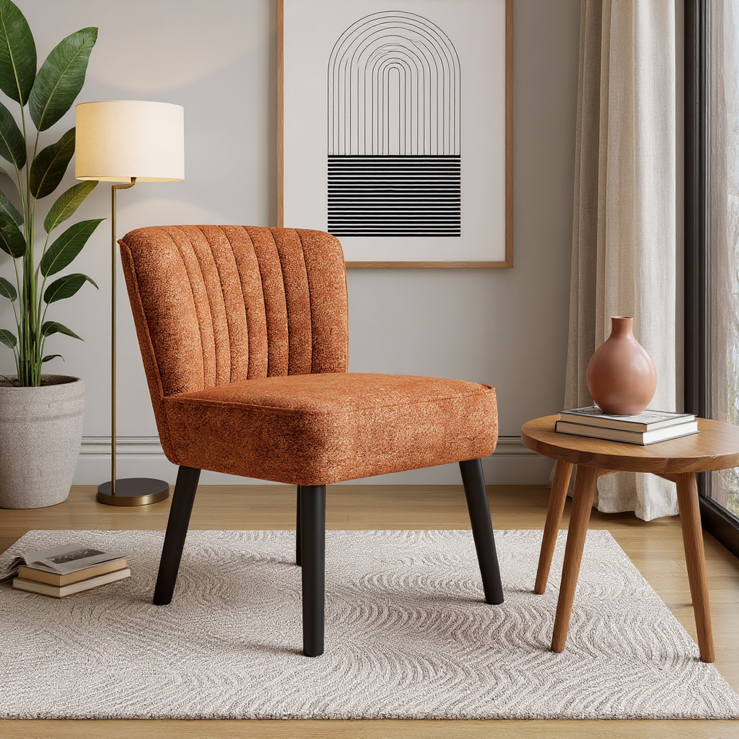 Moab Mid-Century Shellback Upholstered Accent Chair